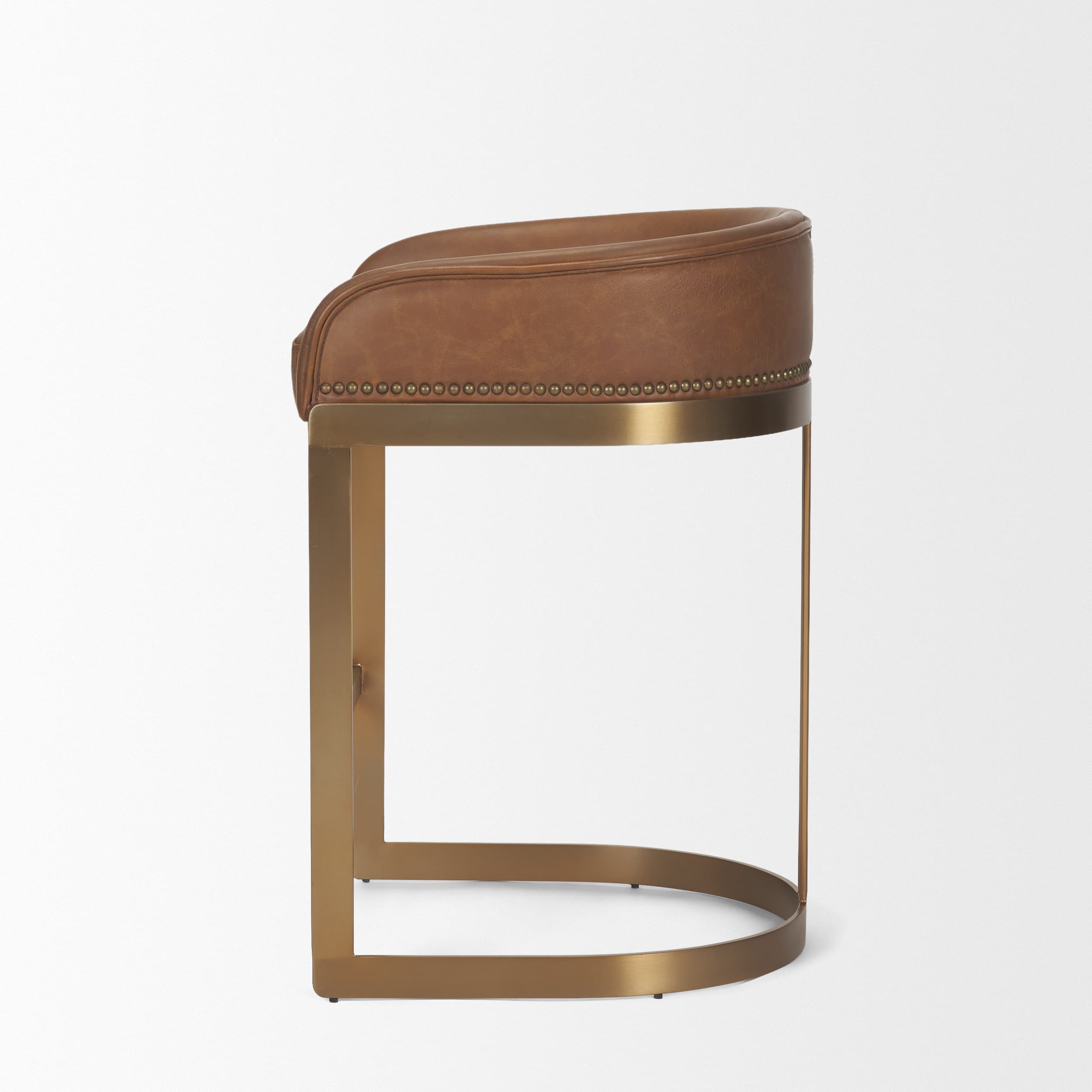 Hollyfield Backless 24.75in Seat Counter Stool | Cognac Brown Leather — product photograph