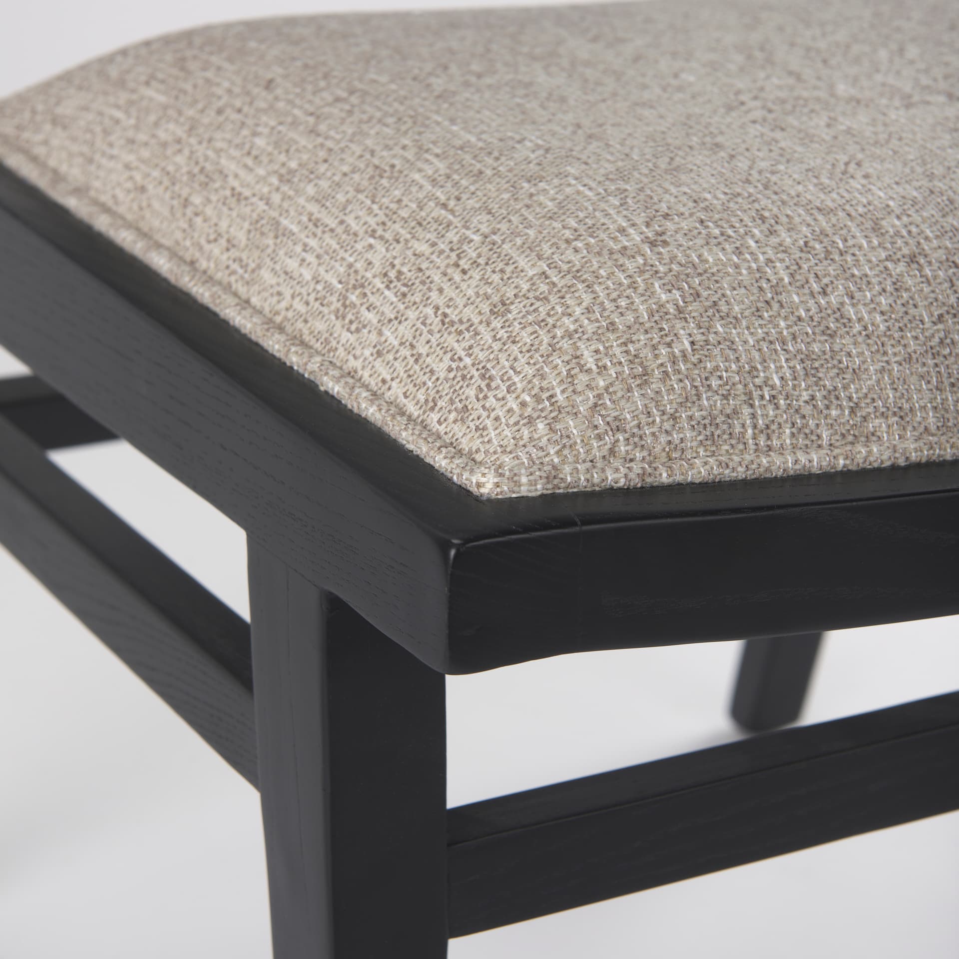 Wynn Cane Back Dining Side Chair | Beige Fabric w/ Black Wood — product photograph