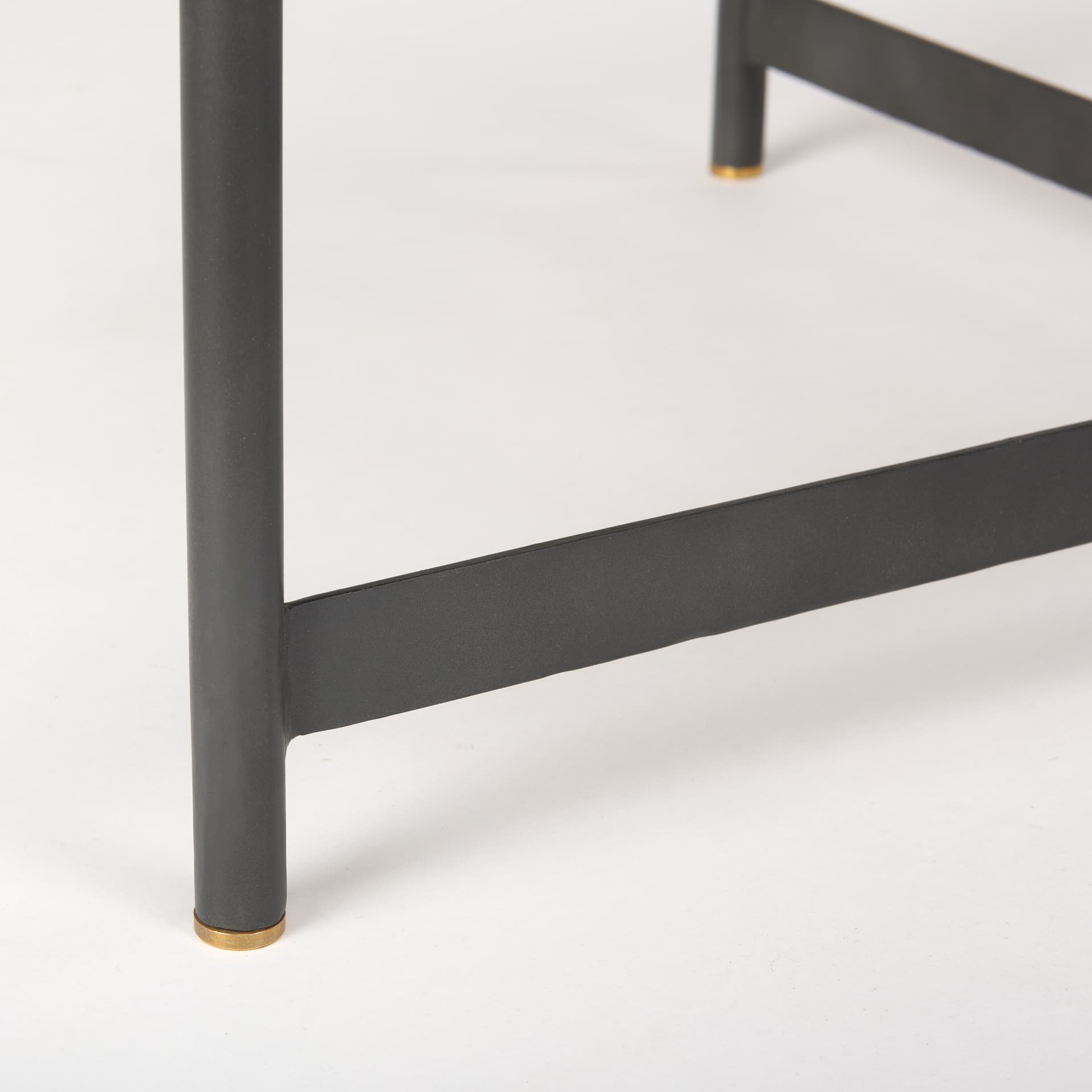 Marquisa 42" Round Medium Brown Wood W/Black Metal Large Coffee Table — product photograph
