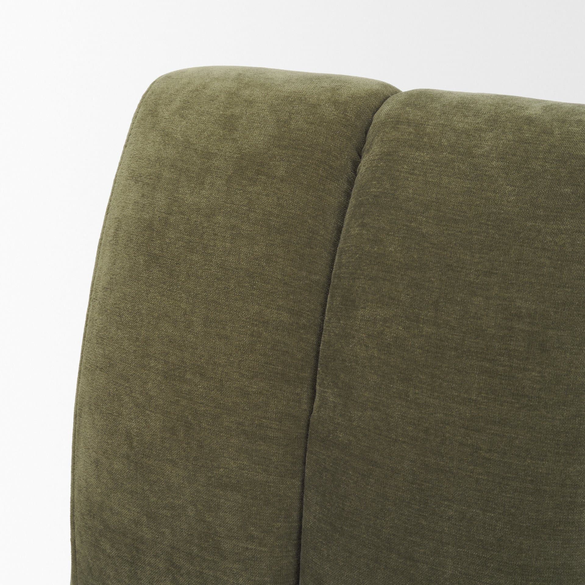 Wilkins Barrel Back Dining Arm Chair | Moss Olive Fabric w/ Wood — product photograph