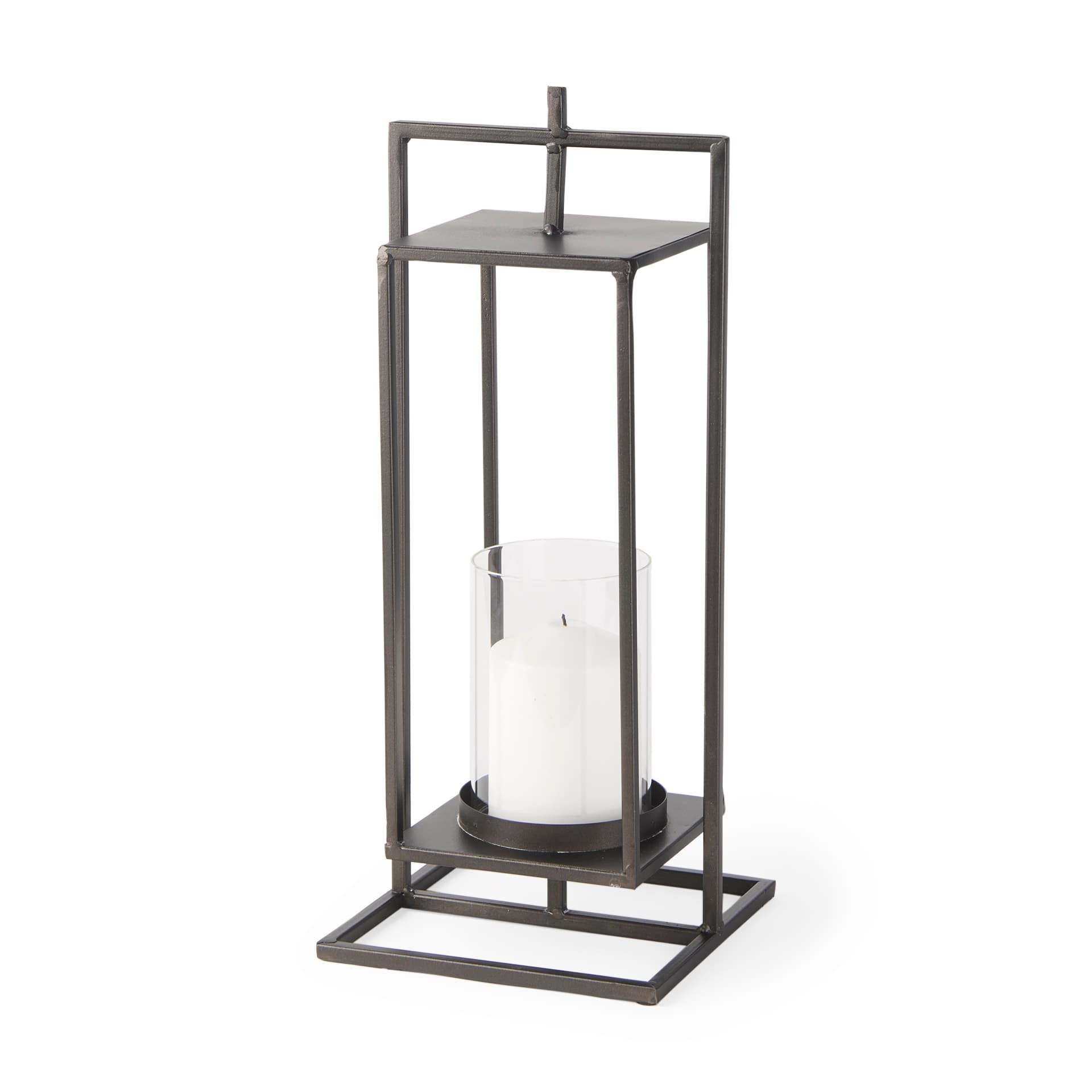 Albus II Small Black Metal Rectangular Table Candle Holder — product photograph