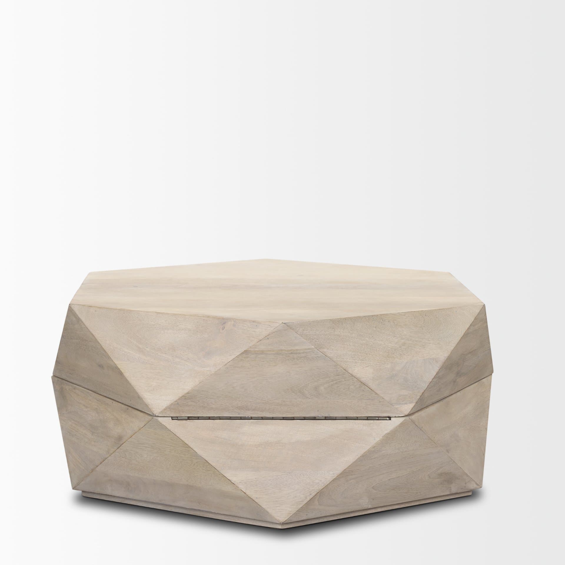 Arreto 36" Hexagonal Hinged Solid Wood Top and Base Coffee Table — product photograph