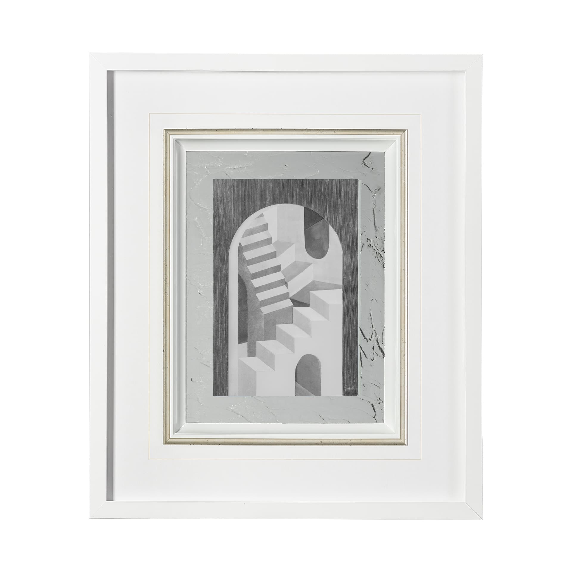Labyrinth I Gray by Mercana Studio a Hand Embellished Textured Framed Art Print Matted under Glass — product photograph