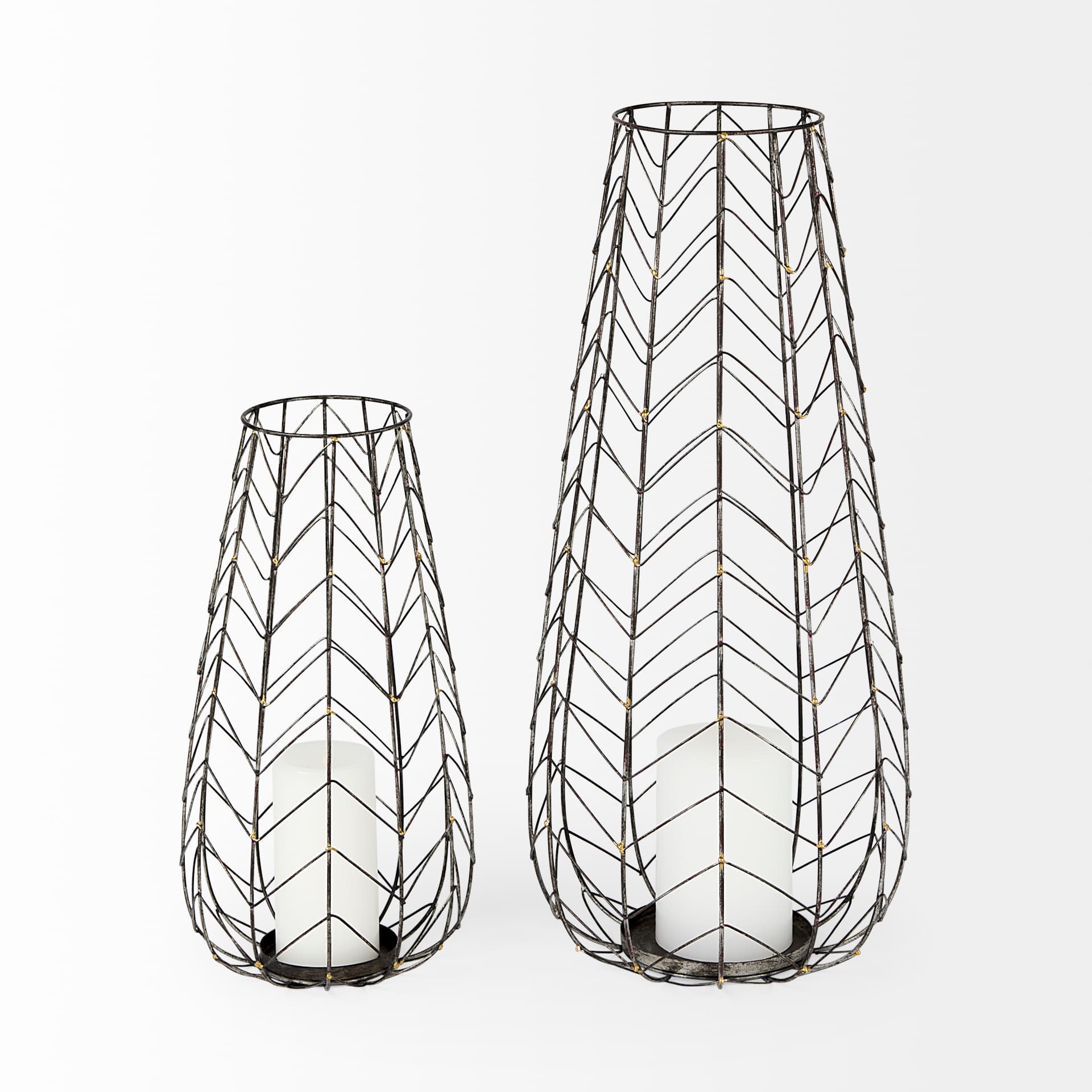 Petiole II Large Gold Toned Metal Table Candle Holder — product photograph