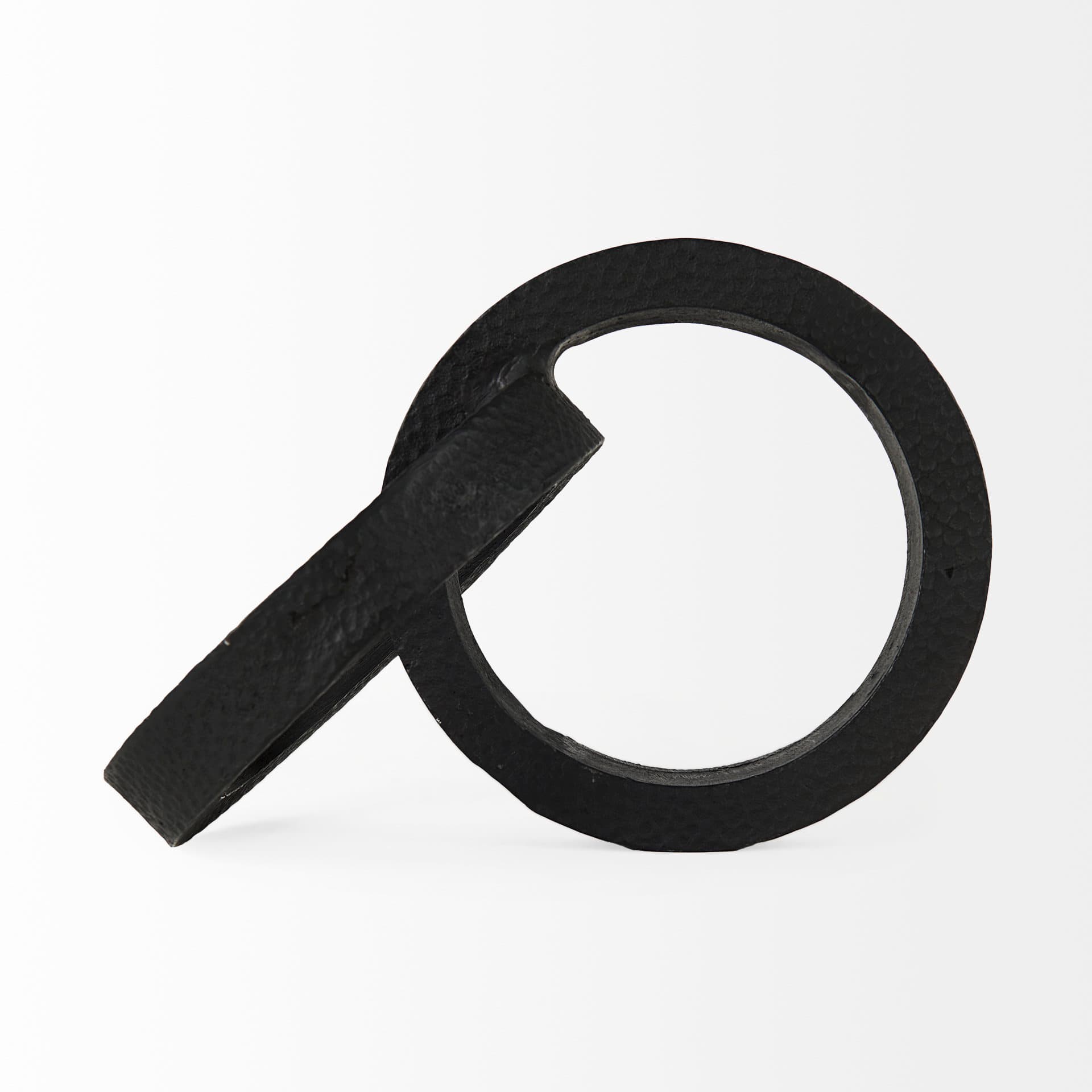 Rafiki Two Blackened Hammered Finish Metal Conjoined Circles — product photograph