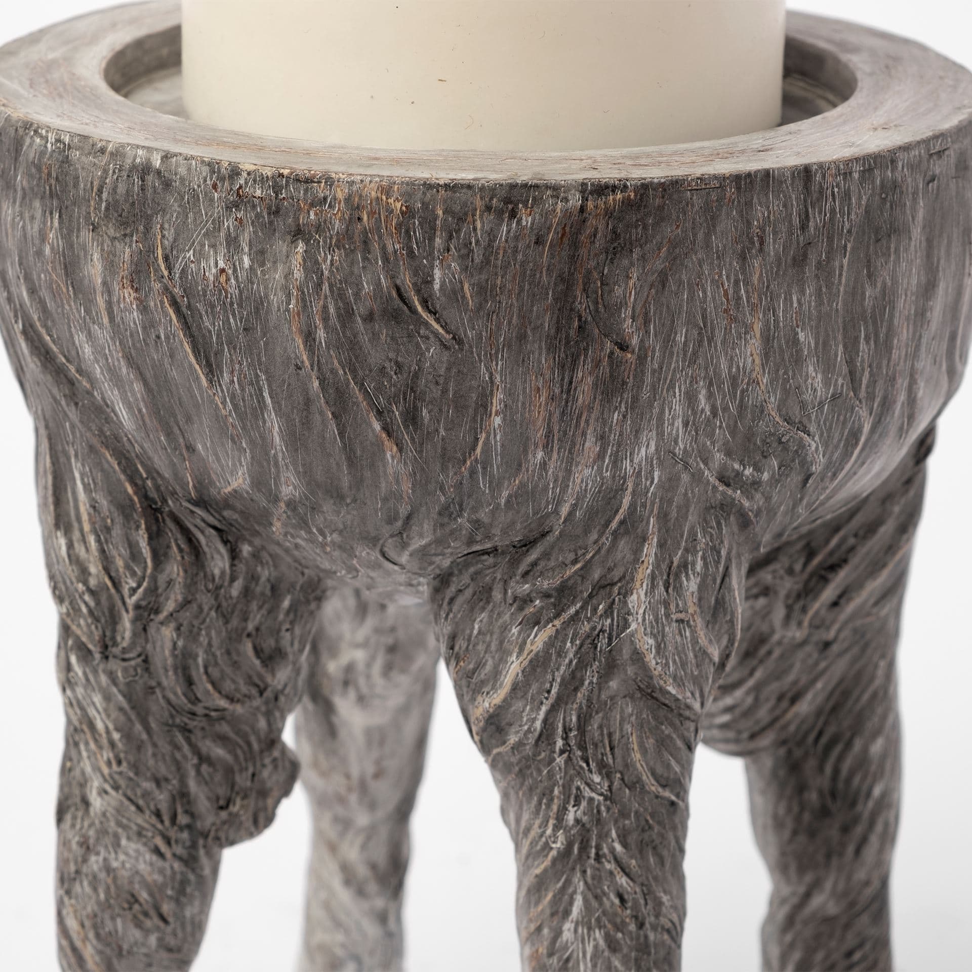 Pan Large Gray Ceramic Hoofed Table Candle Holder — product photograph