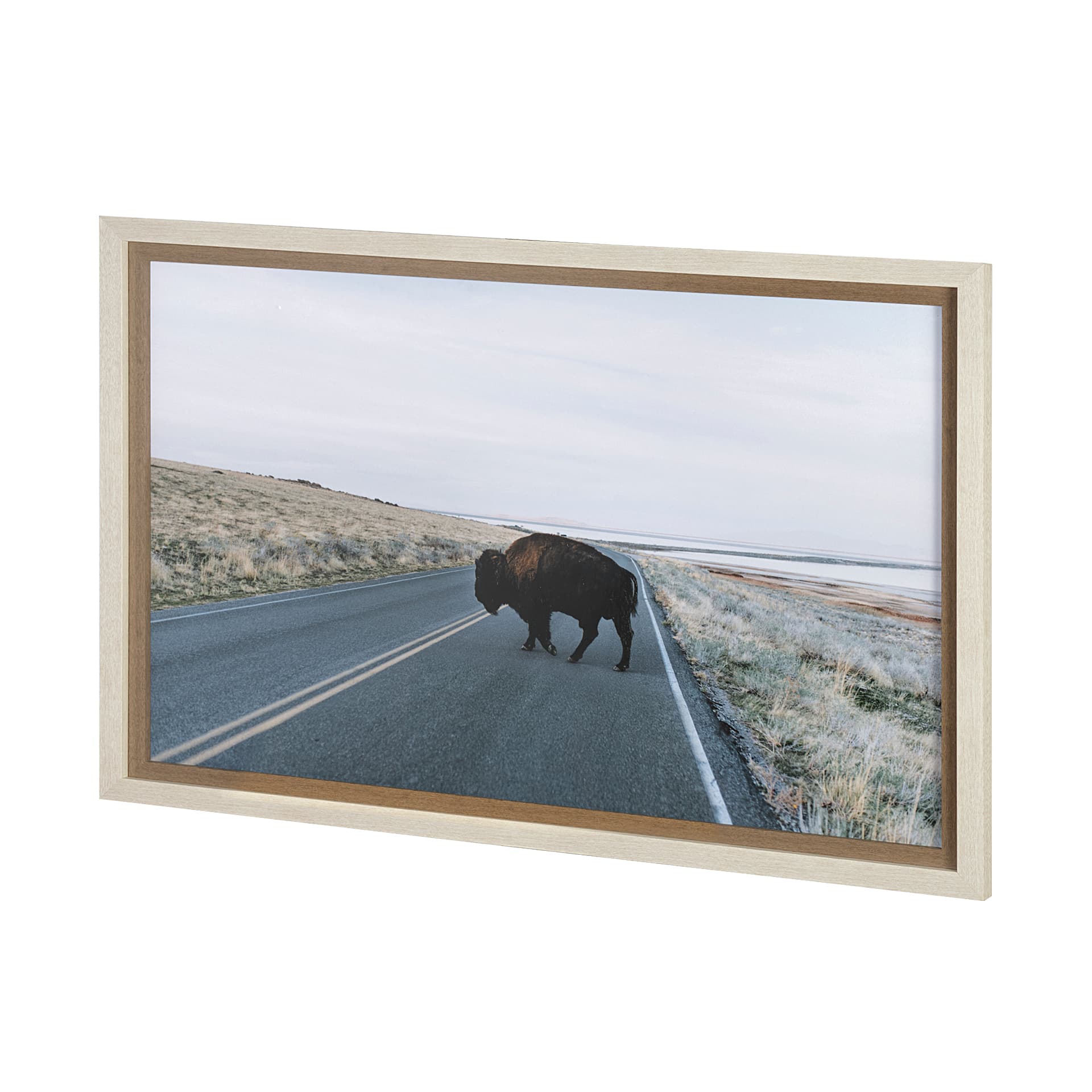 Bison Crossing by Chelsea Victoria a Hand Embelished Textured Framed Photo Art Print Matted under Gl — product photograph