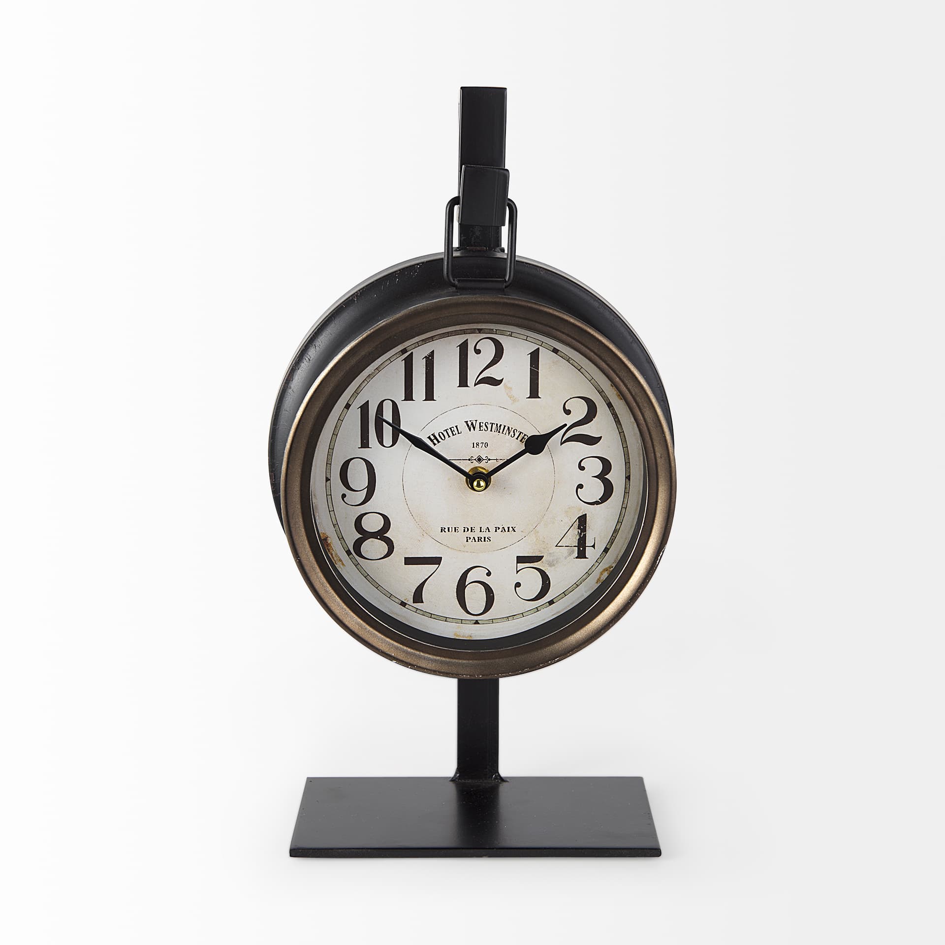Taxz Metallic Brown Metal Hanging Table Clock — product photograph