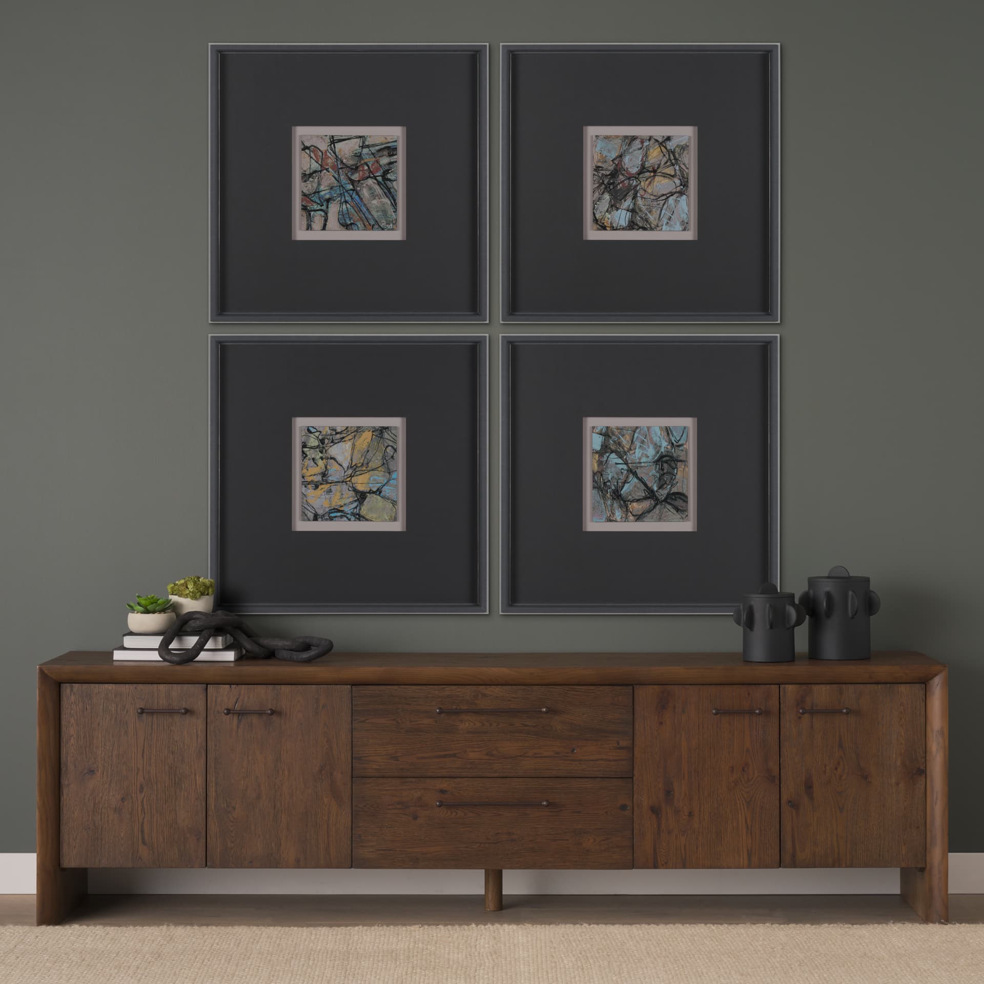 Passtime III by Mercana Studio a Hand Embelished Textured Framed Art Print Matted under Glass — in a styled room