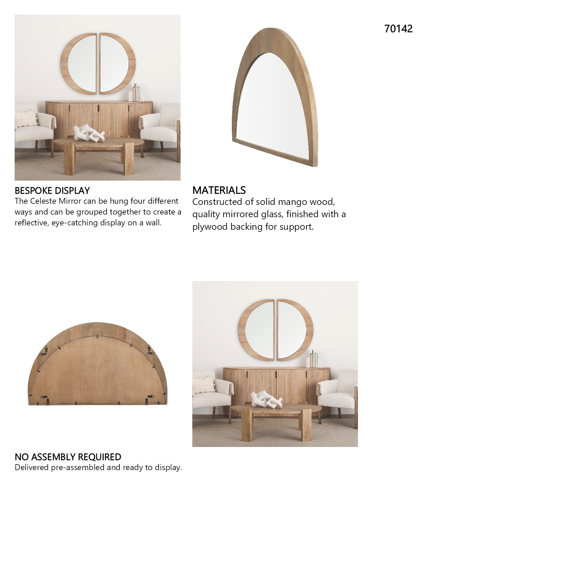Celeste Light Brown Wood Large Mirror — in a styled room