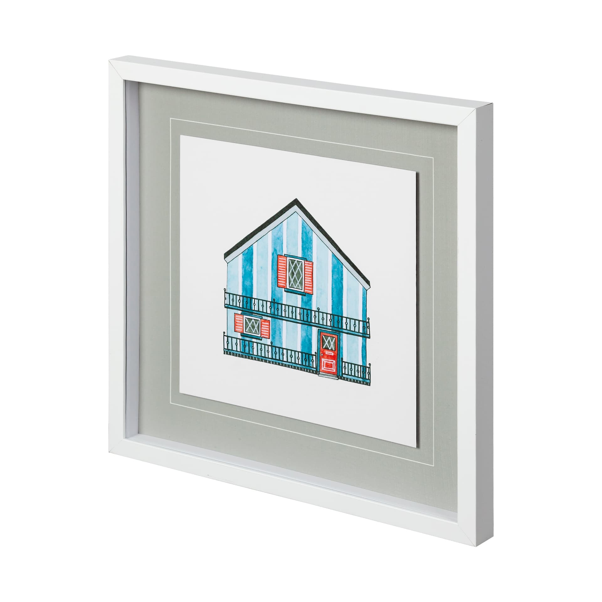 Petit Mansion II by Jones a Hand Embellished Textured Framed Art Print Matted under Glass — product photograph