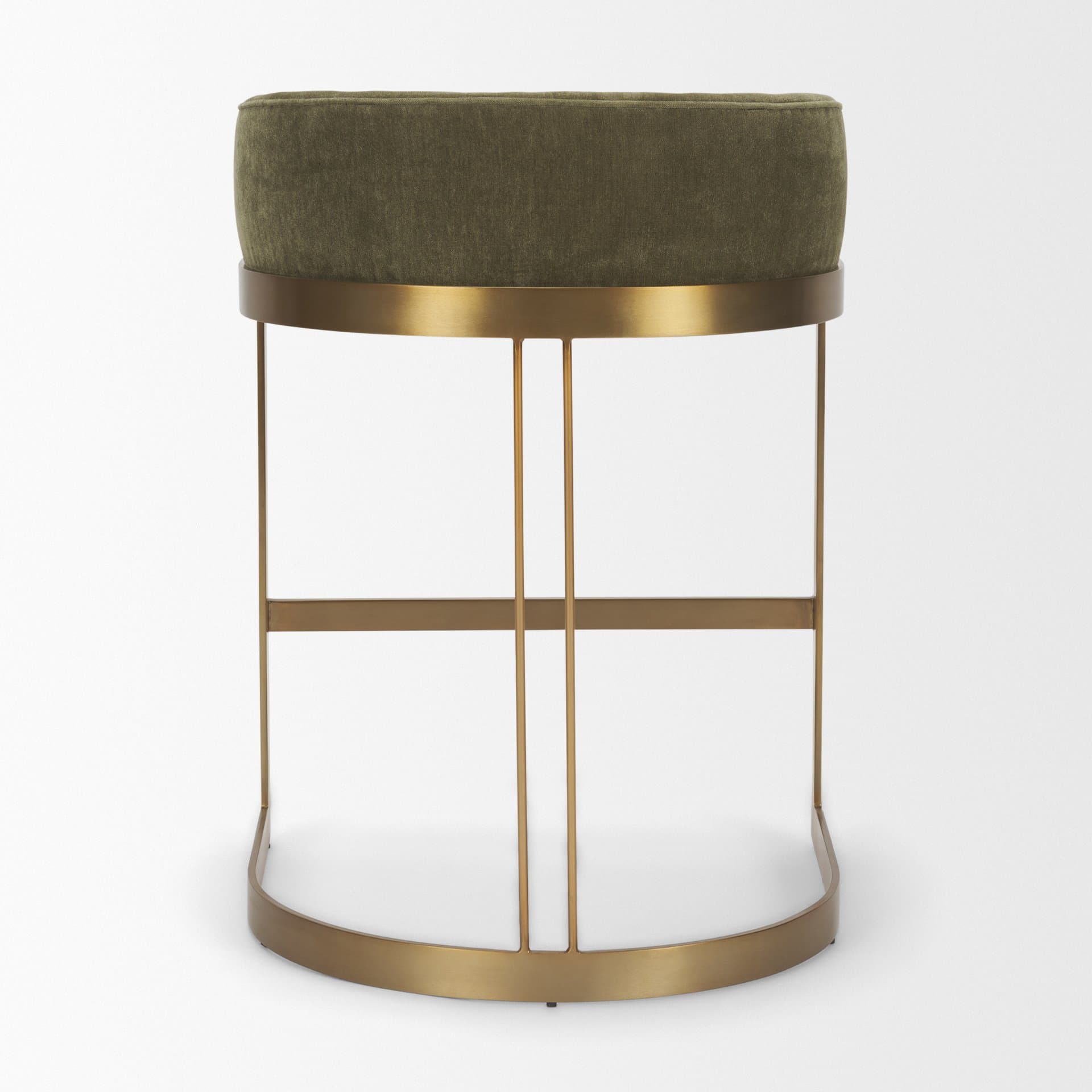 Hollyfield Backless 28.7in Seat Bar Stool | Olive Fabric w/ Gold Metal — product photograph