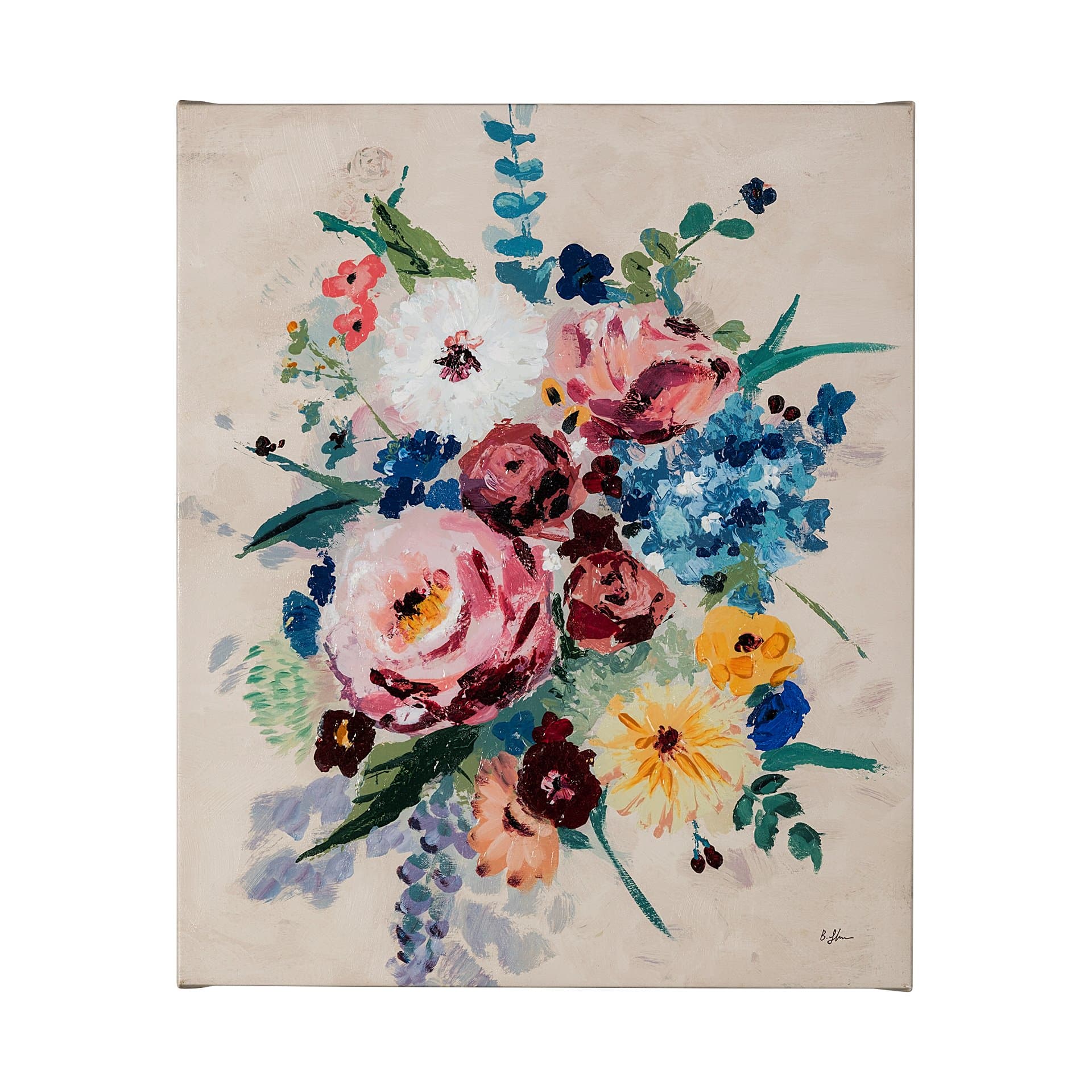 Farmhouse Flowers I by Barbara Fleming a Hand Embellished Textured Canvas — product photograph