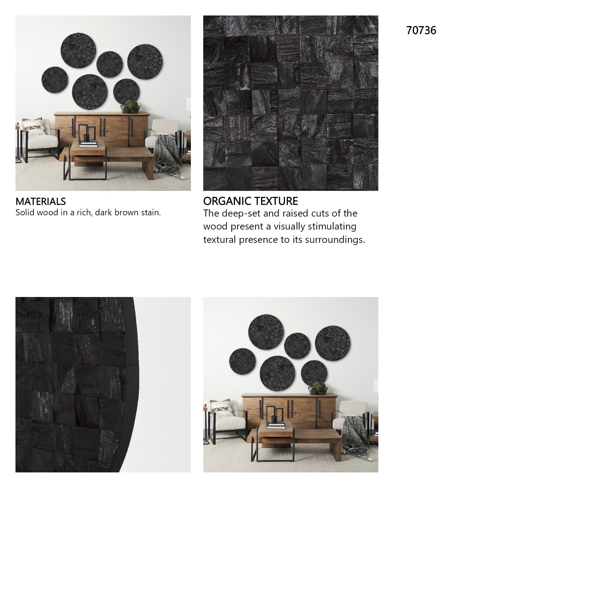 Into the Abyss I Dark Brown Wood 32" Wall Decor — in a styled room