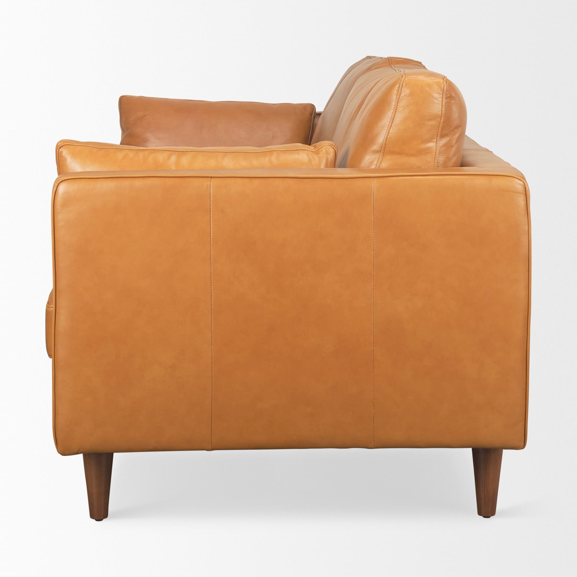Elton 87.8L x 37.8W x 34.6H Tan Leather Sofa — product photograph
