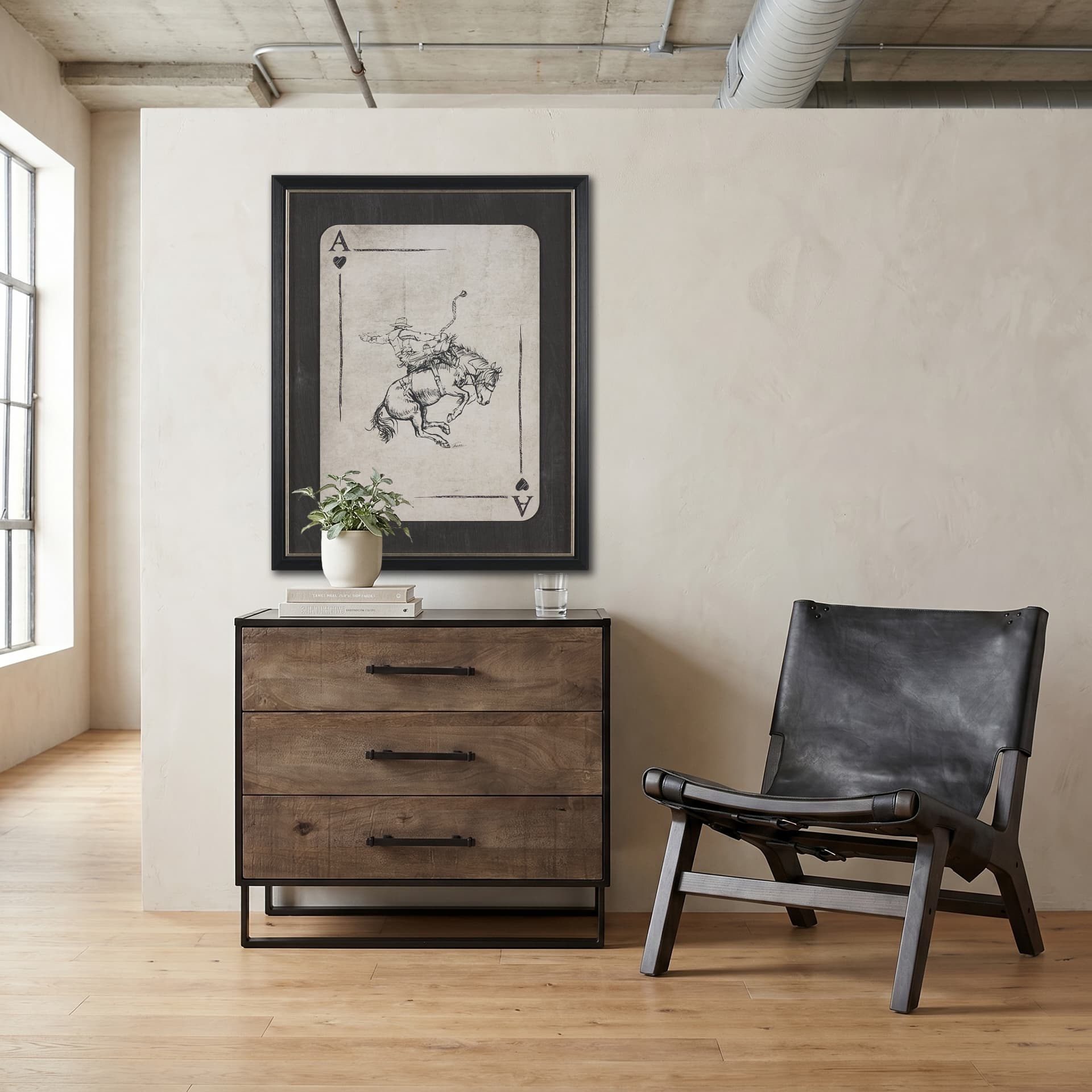 Aces Wild II by Mercana Studio Textured Framed Artwork Matted under Glass — in a styled room