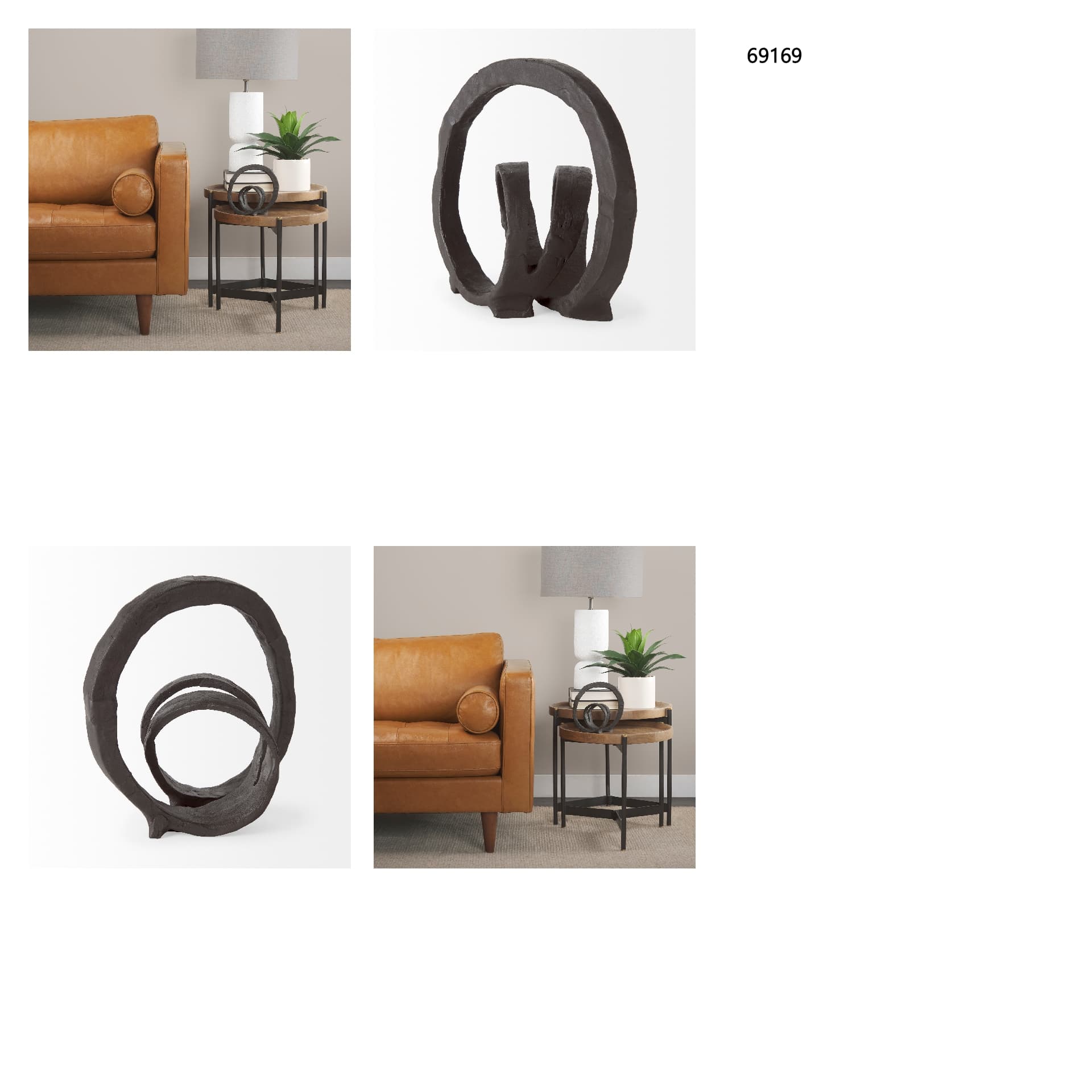 Stanislaw II Black Metal Infinite Ribbon Sculpture — in a styled room