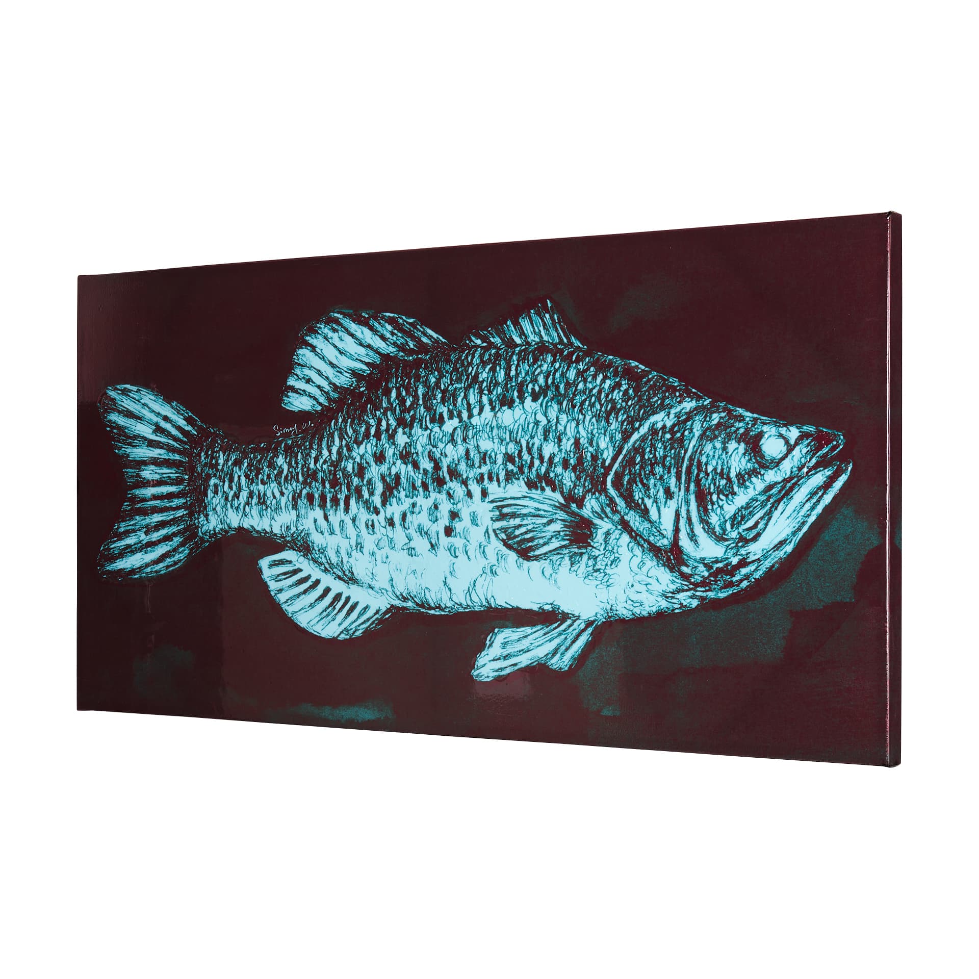 Largemouth Bass Turquoise by Mercana Studio a Hand Embellished Textured Canvas — product photograph