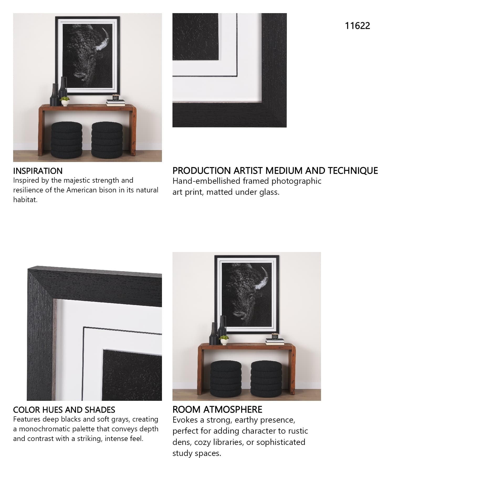 Custom Black Glimpse I by Mercana Studio Hand Embellished Framed Photo Art Print Matted under Glass — in a styled room