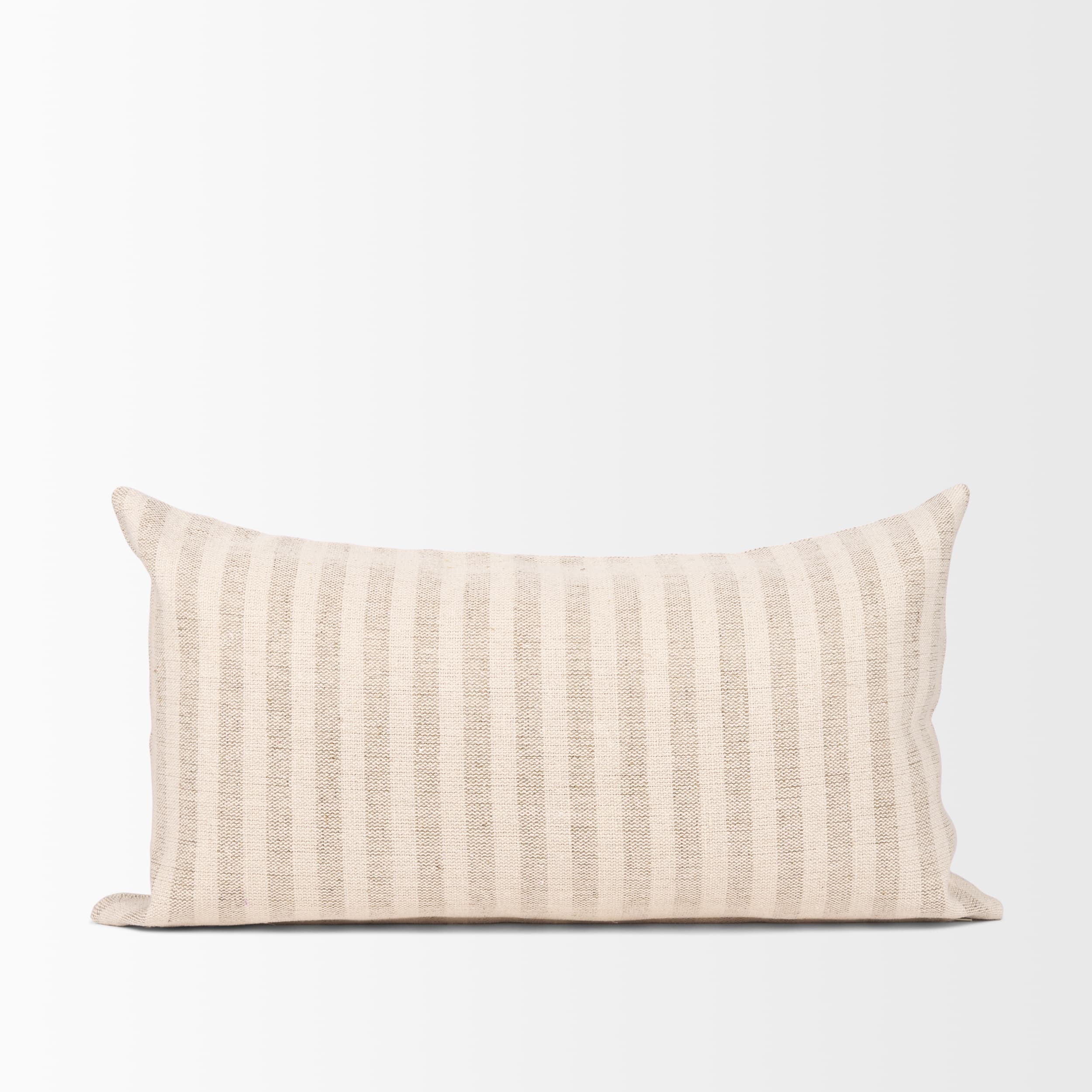 Jace 14x26 Cream w/ Beige Stripe Lumbar Decorative Pillow Cover — product photograph