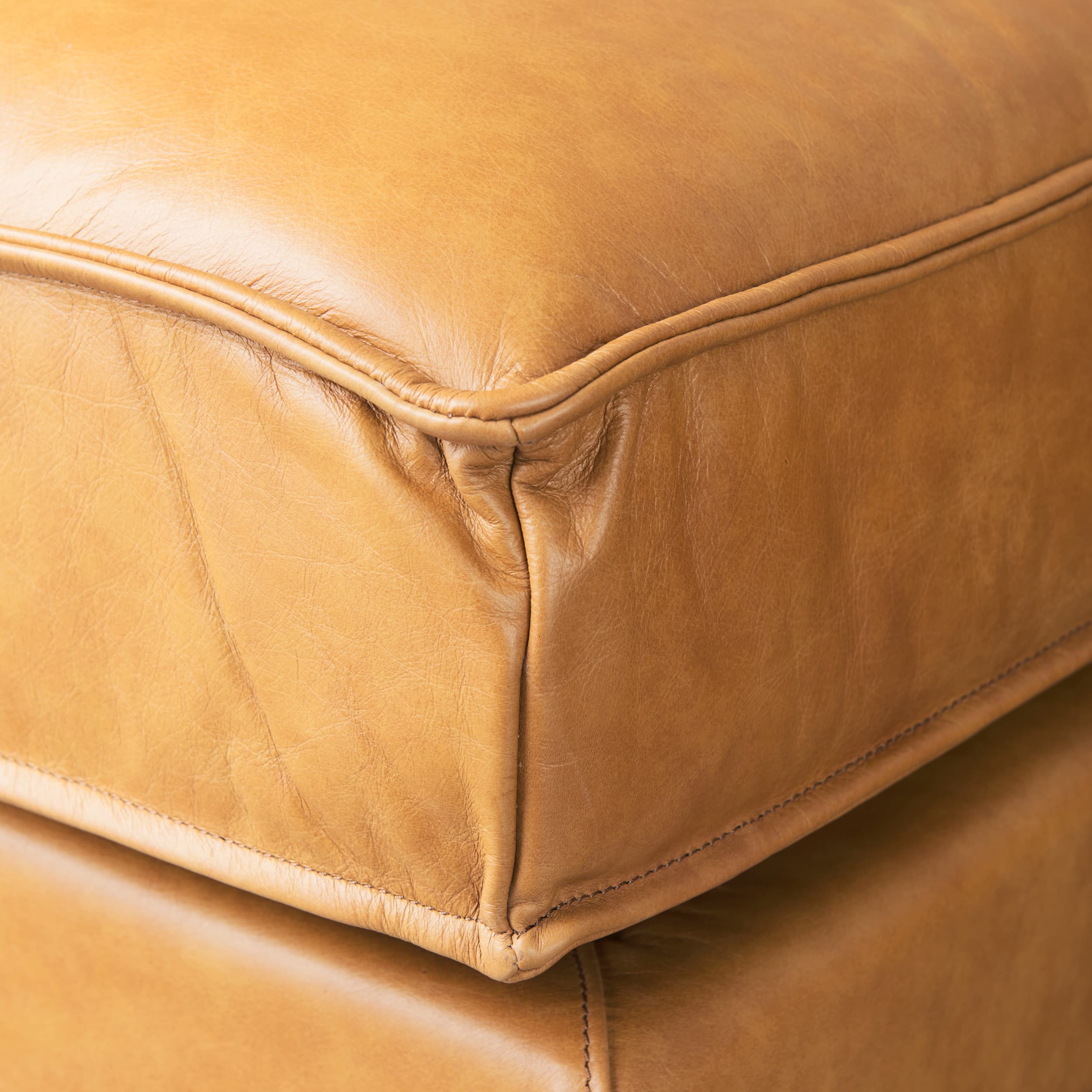 D'Arcy 111"L x 70"D x 33"H Tan Leather Left Chaise Sectional — product photograph