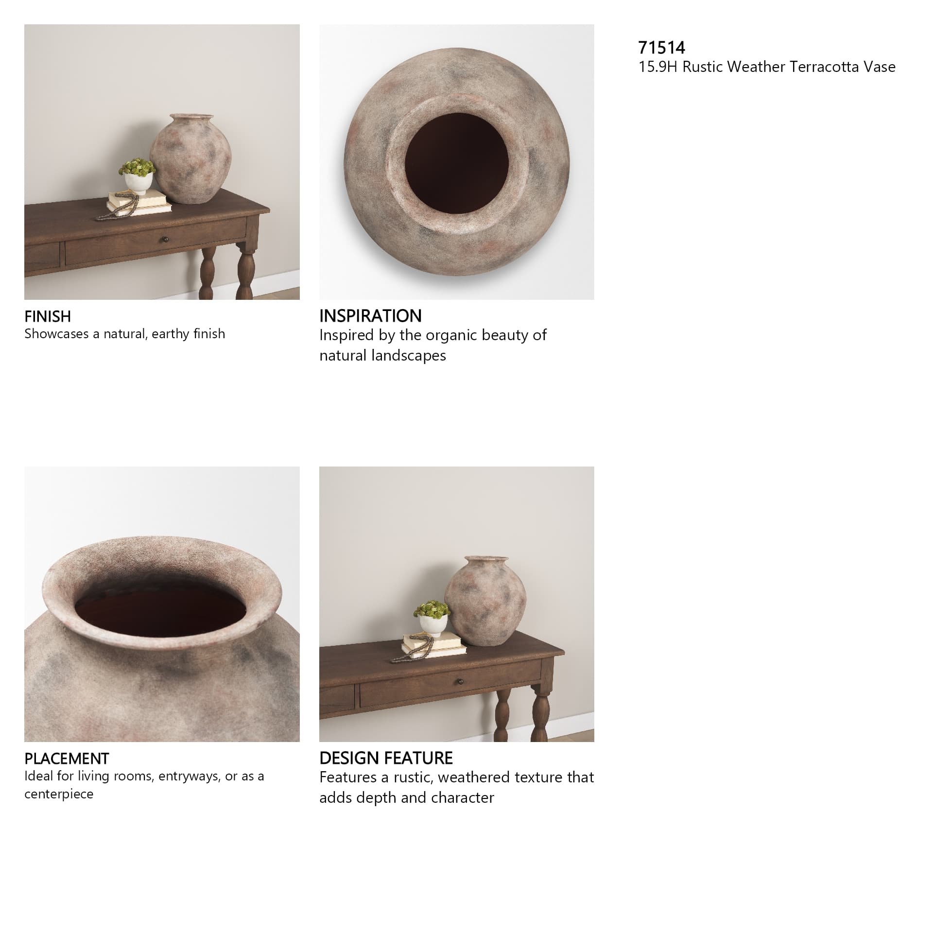 Mattone 15.9H Rustic Weather Terracotta Vase — in a styled room