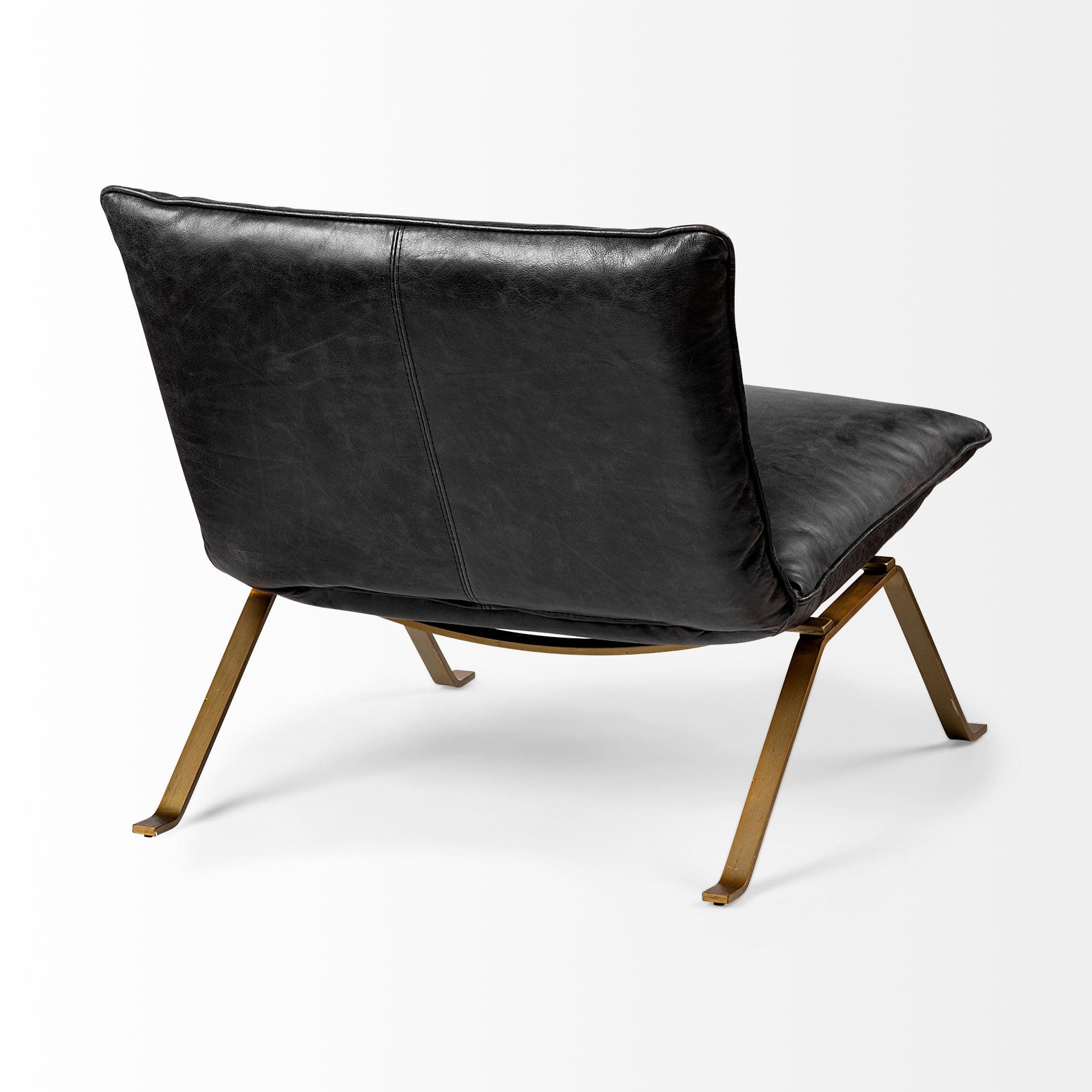 Flavelle II Black Leather Cushion Seat and Solid Iron Base Accent Chair — product photograph