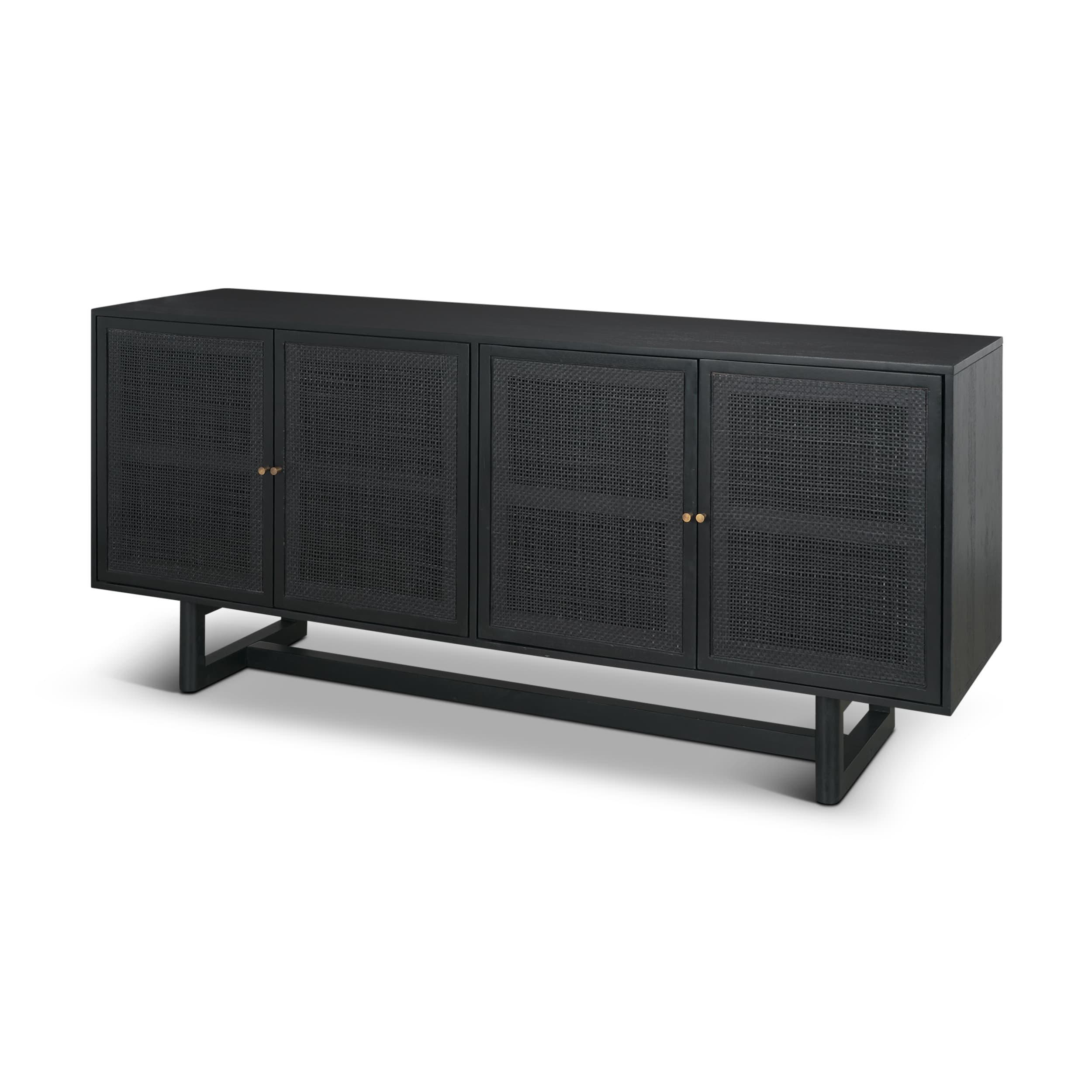 Grier 72" Black Wood W/ Black Cane Sideboard — product photograph