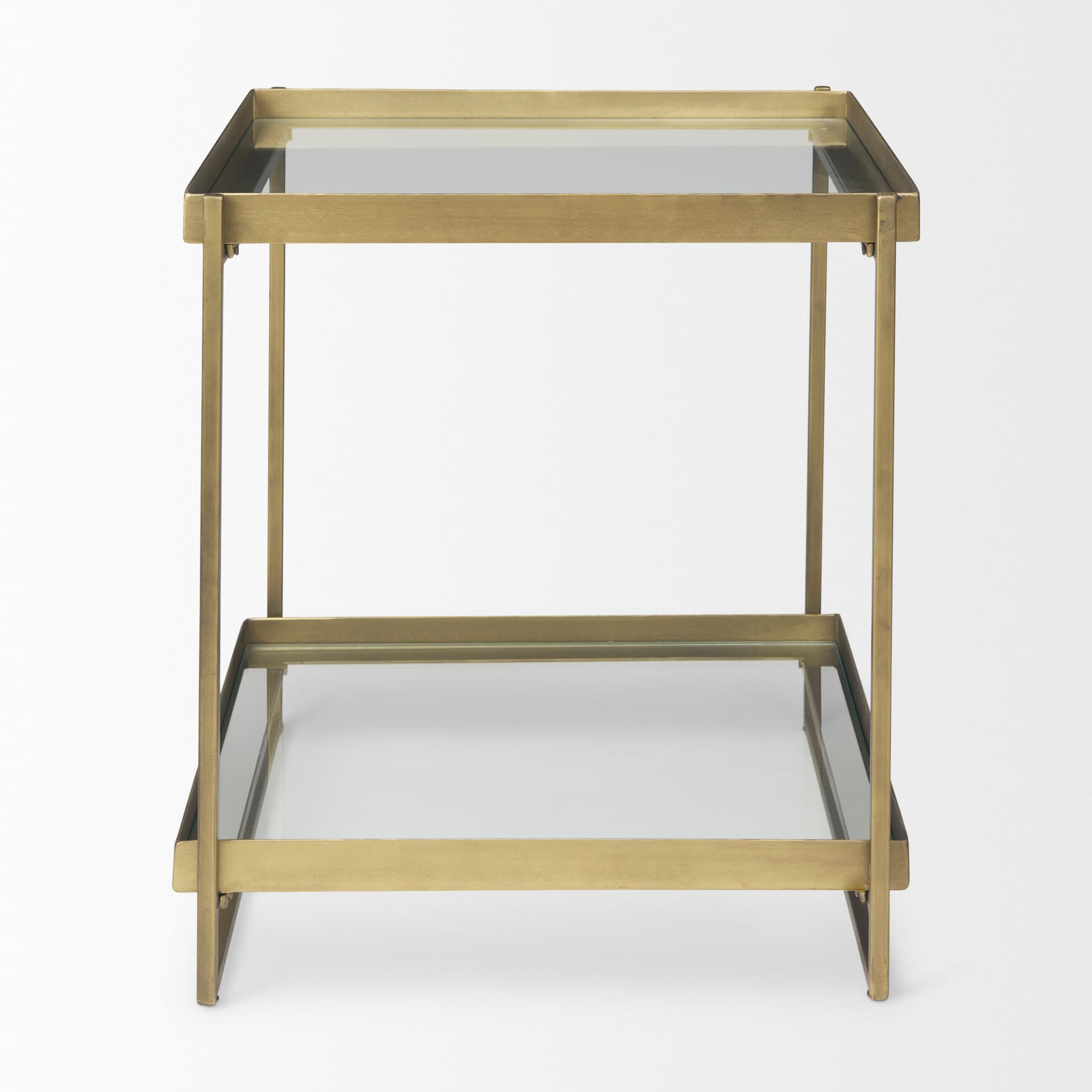 Trey Gold Metal W/Glass Accent Table — product photograph