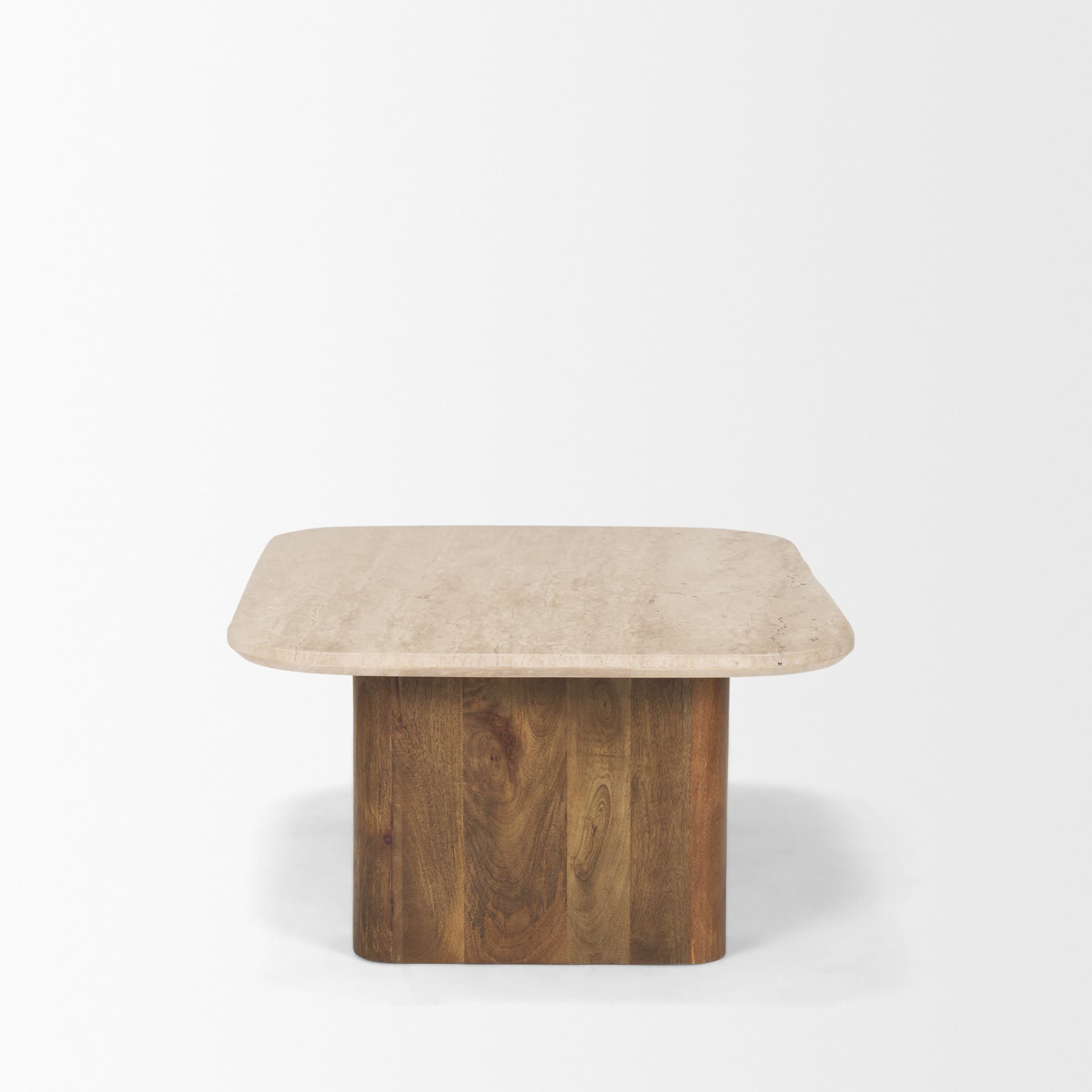Symona Travertine and Mango Wood Rectangle Coffee Table — product photograph
