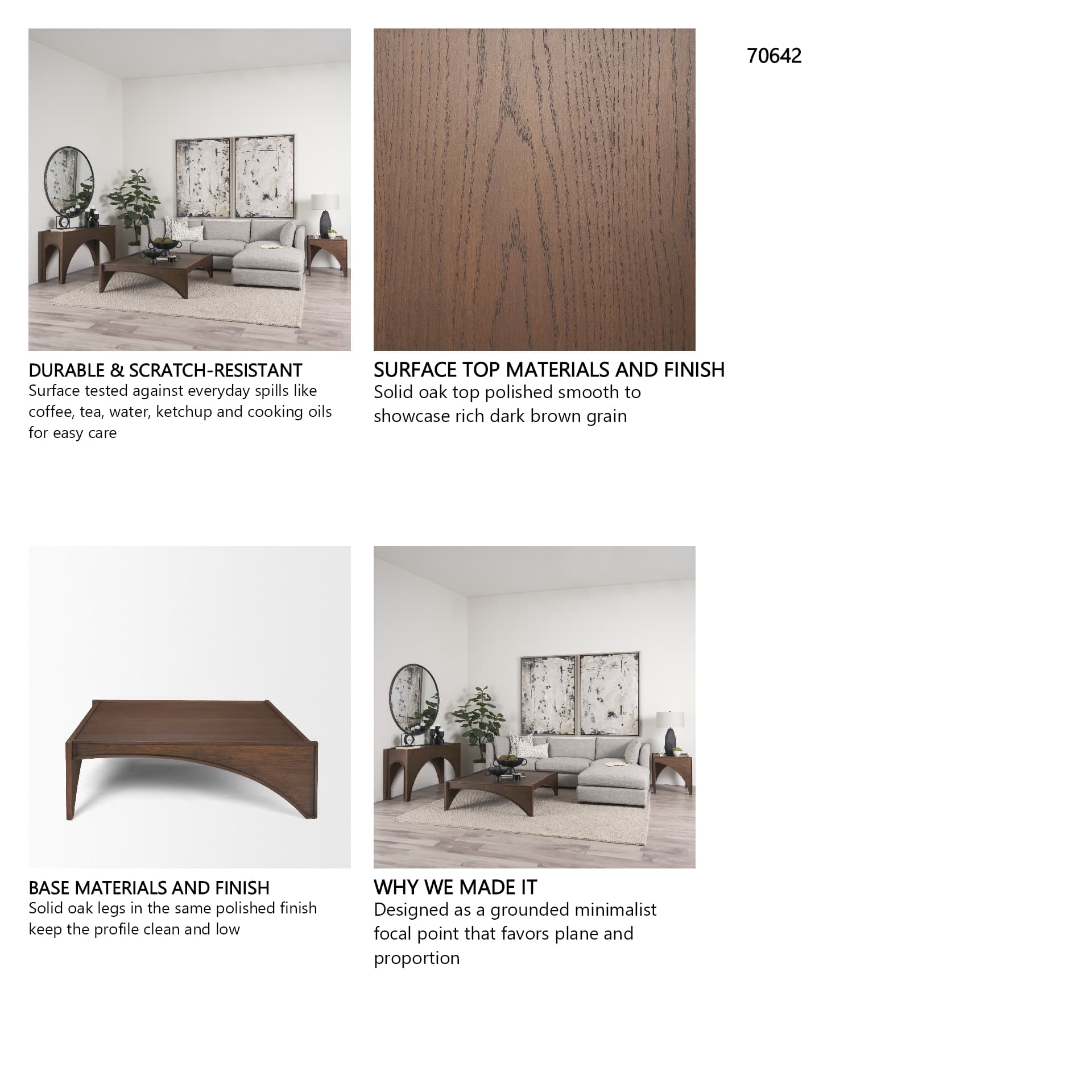 Laraya Medium Brown Wood Coffee Table — in a styled room