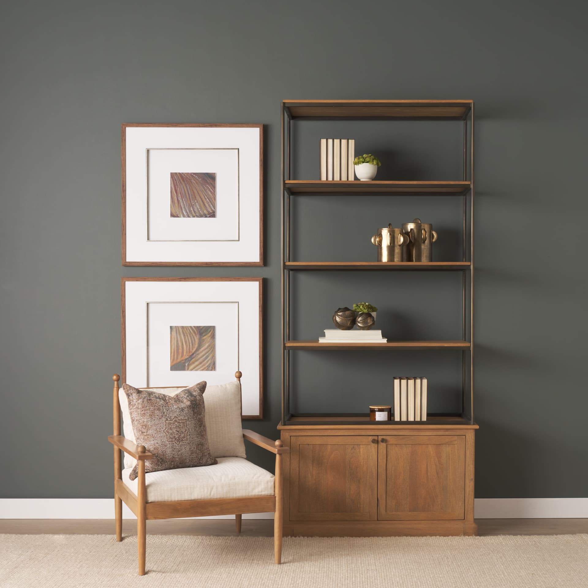 Danni Beige Fabric Beech Wood Framed Accent Lounge Chair — product photograph