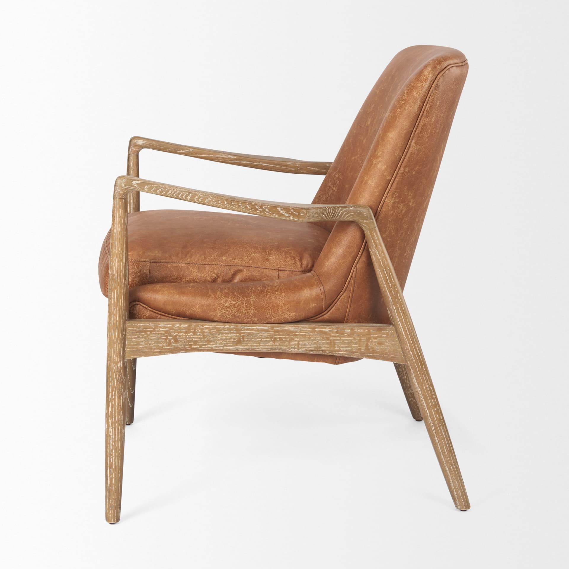 Westan Cognac Faux Leather W/Medium Brown Wood Accent Chair — product photograph