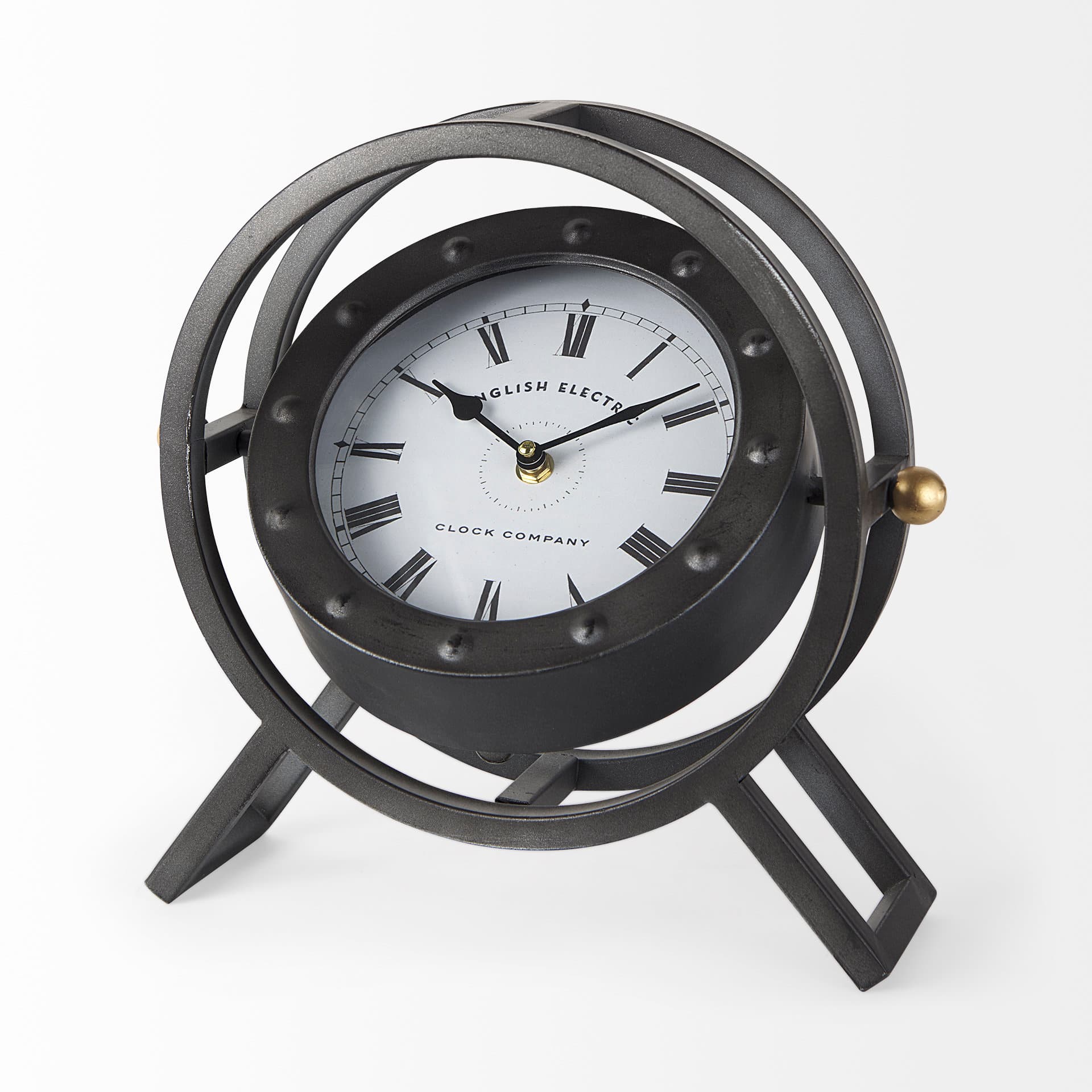 Gaston Gray Metal Circular Table Clock — product photograph
