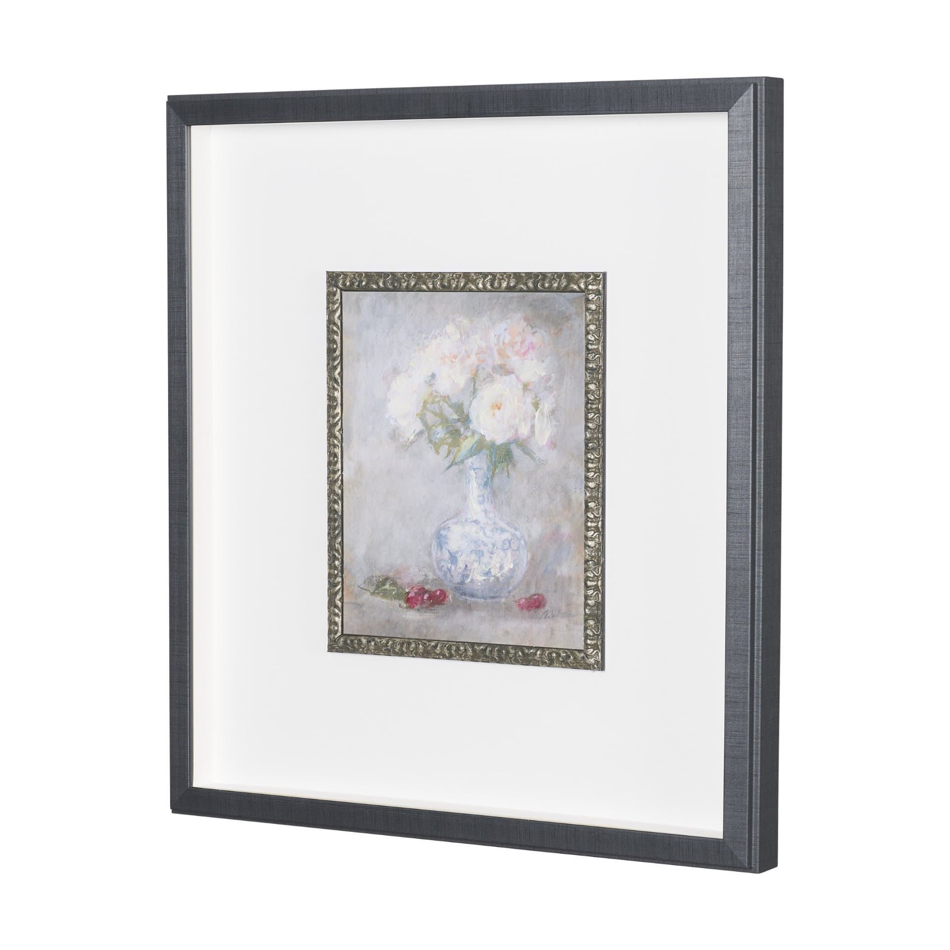 Dynasty Bloom II by Mercana Studio Hand-Embellished Textured Framed Artwork Matted under Glass — product photograph