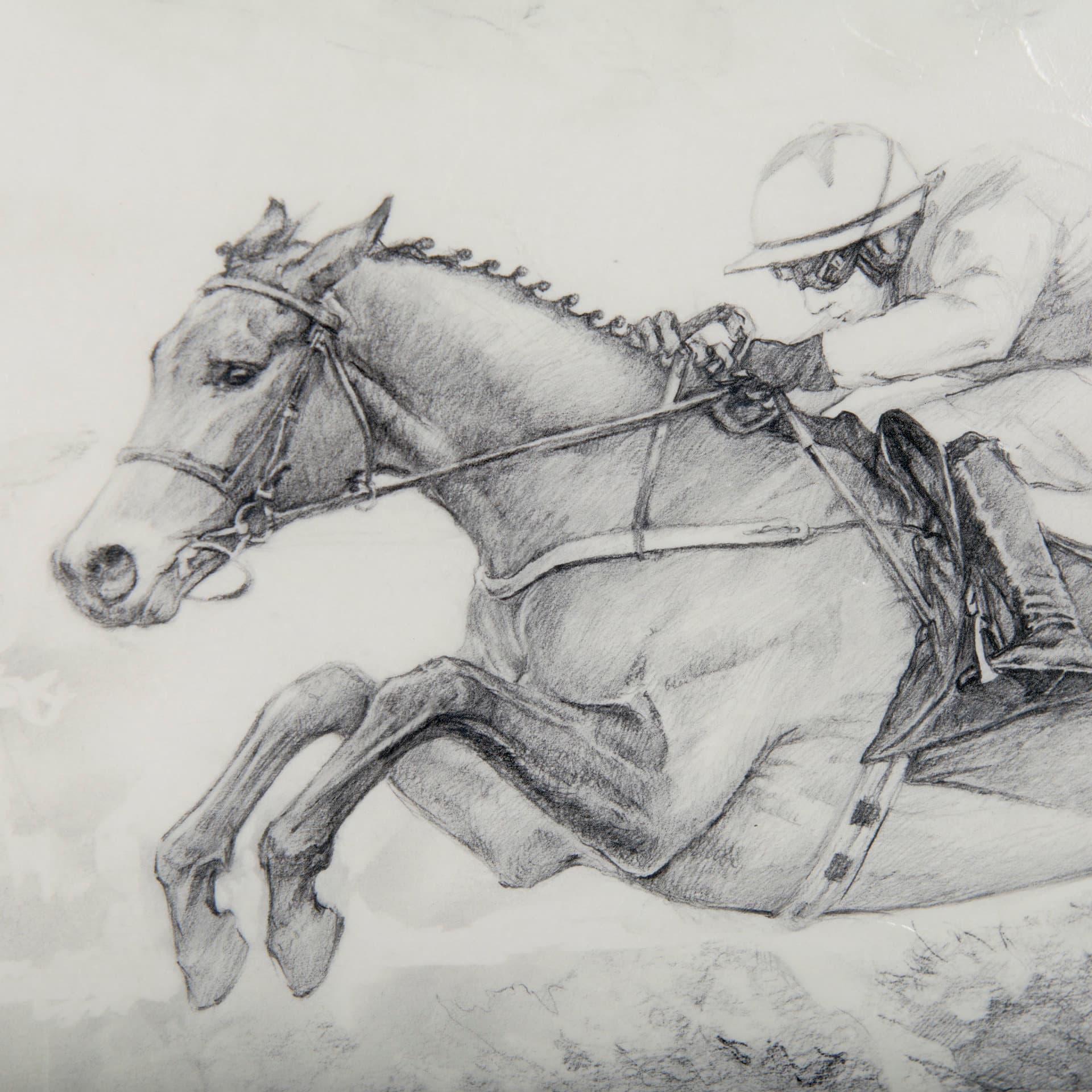 Horse Racing II by Mercana Studio a Hand Embellished Textured Framed Art Print Matted under Glass — product photograph