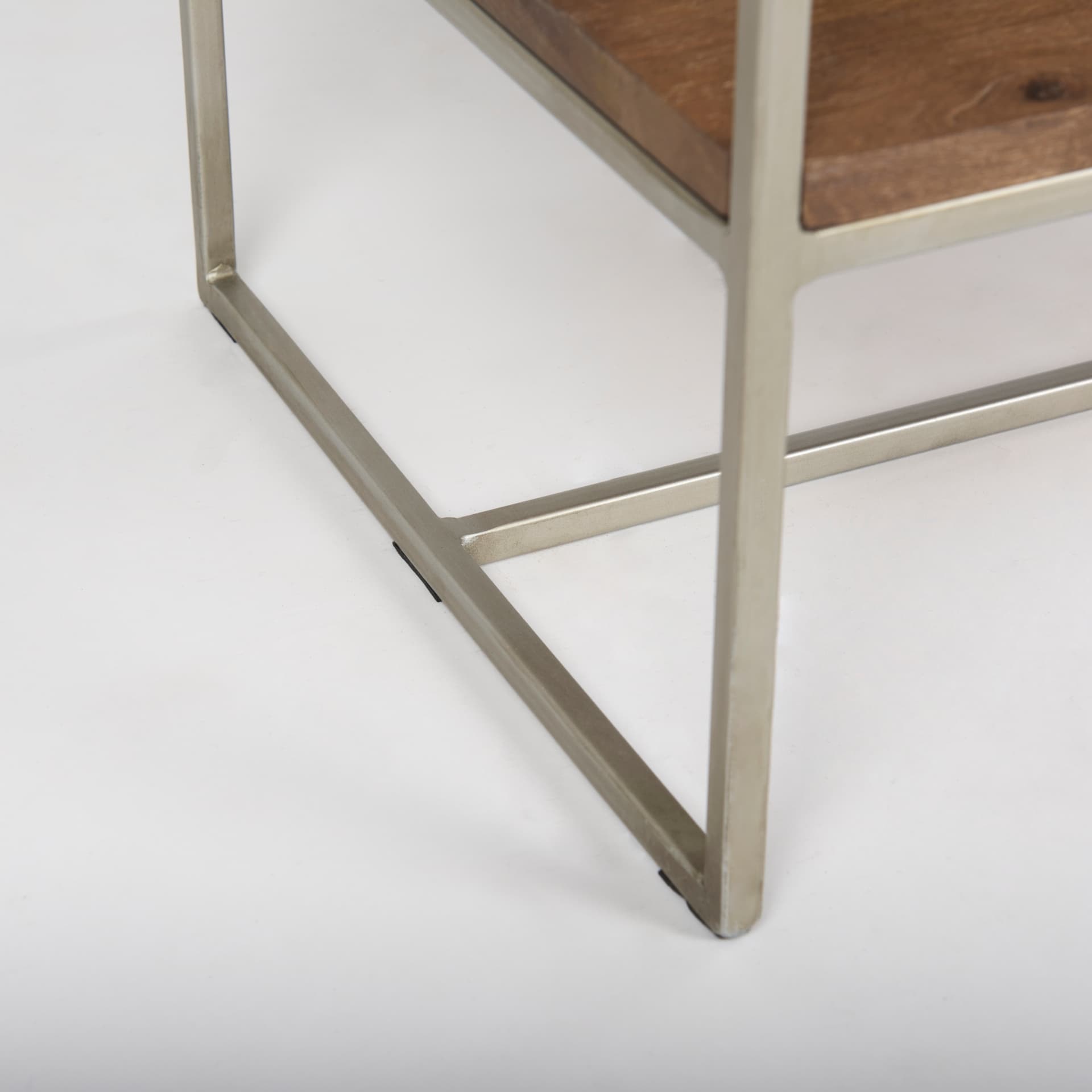 Morris II 19.75 x 15 x 72.5 Brown Wood and Silver Metal Frame 4 Shelf Shelving Unit — product photograph