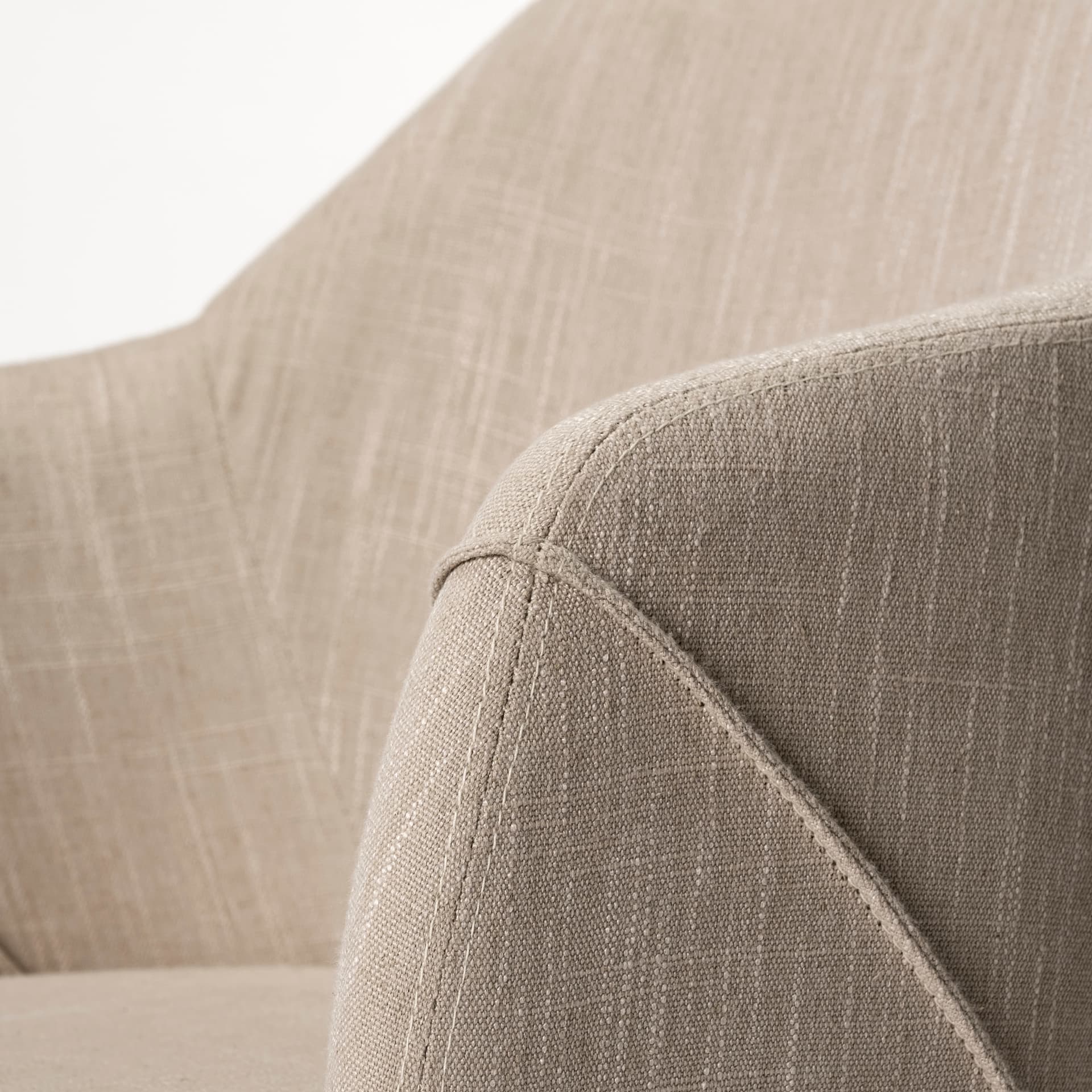 Ronald Curved Back Dining Side Chair | Cream Fabric w/ Brown Wood — product photograph