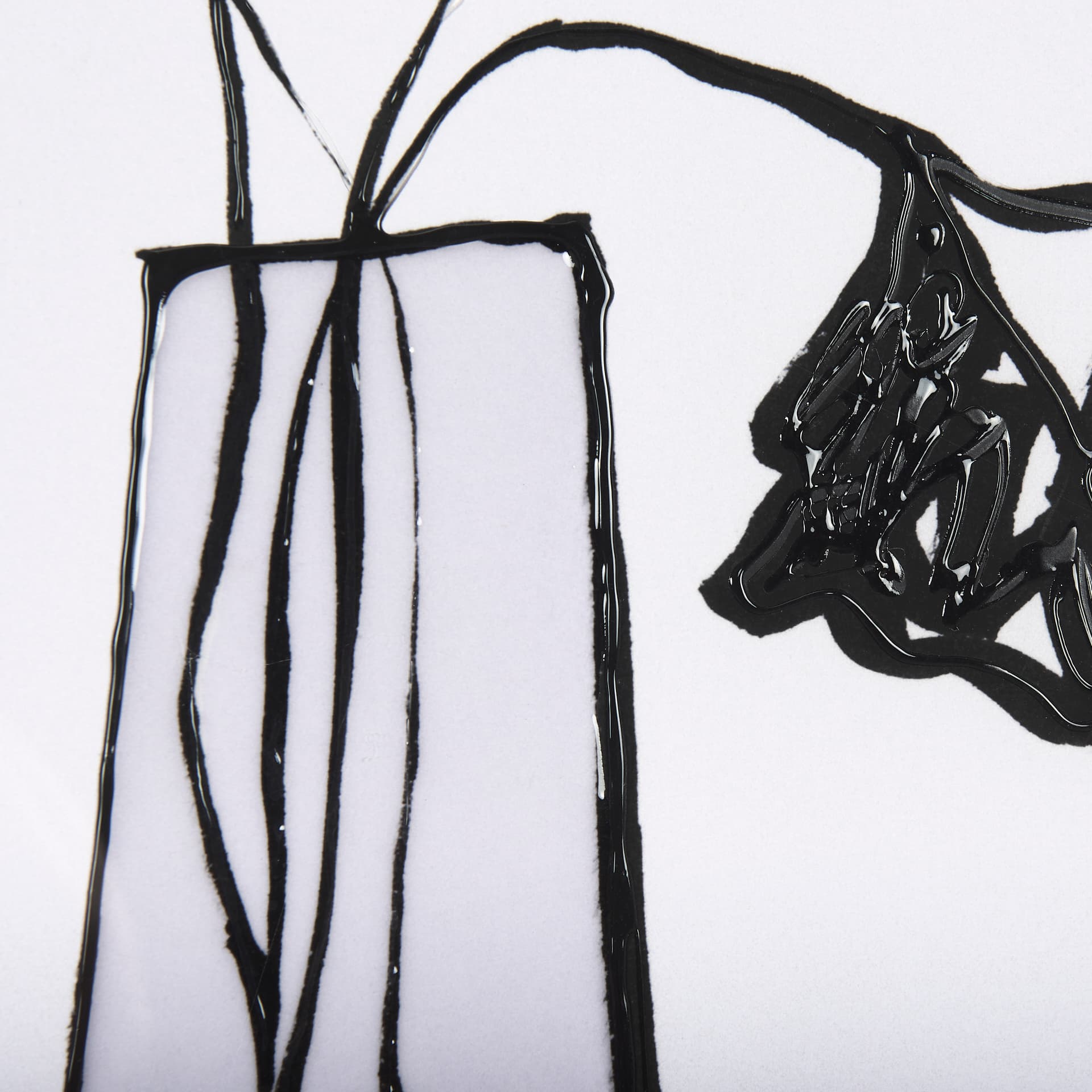 Organic Line Drawing II by Mercana Studio Hand Embellished Framed Art Print Matted under Glass — product photograph