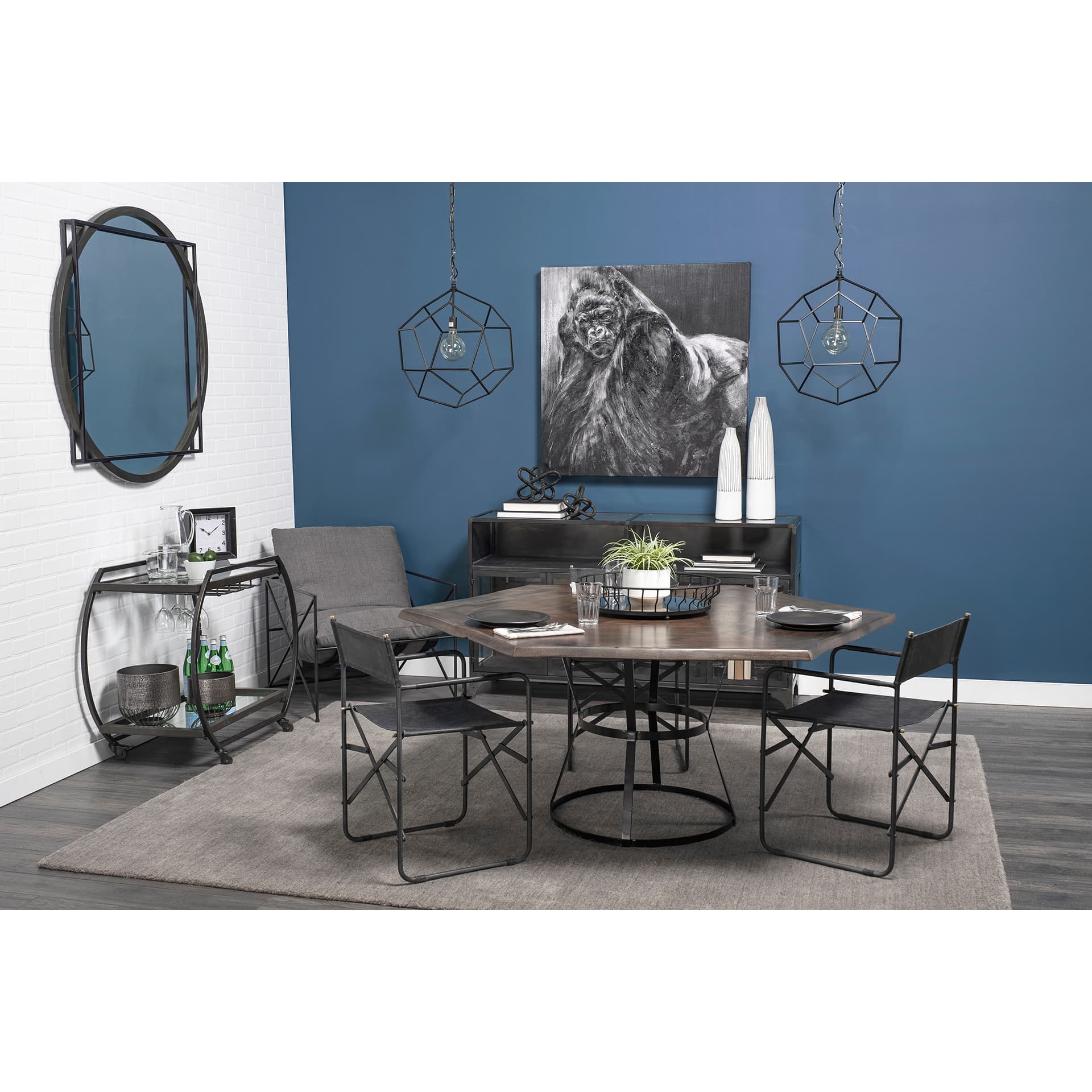 Kira I Small White Pinstripe Ceramic Vase — in a styled room