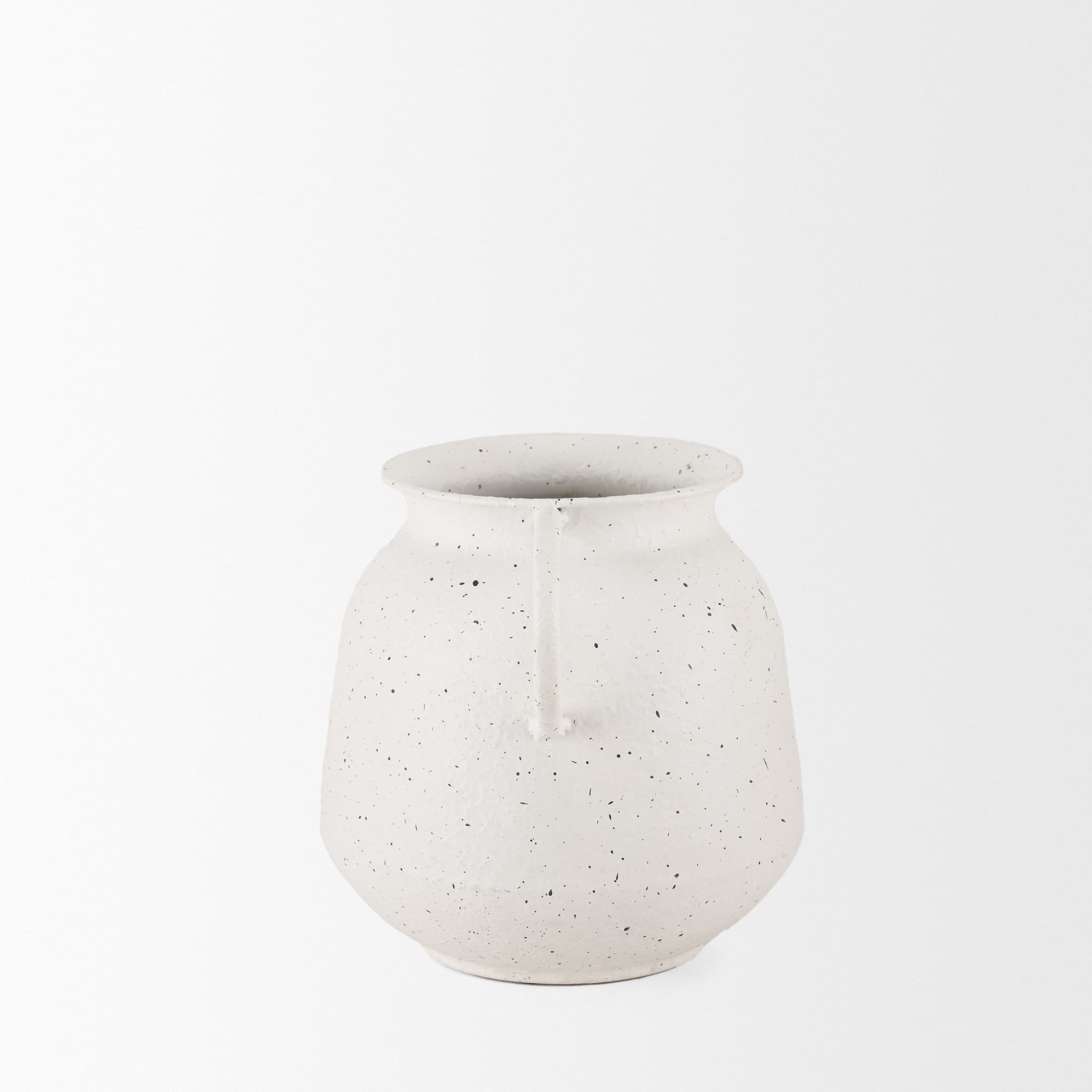 Treva Small White w/ Black Speckles Metal Vase — product photograph