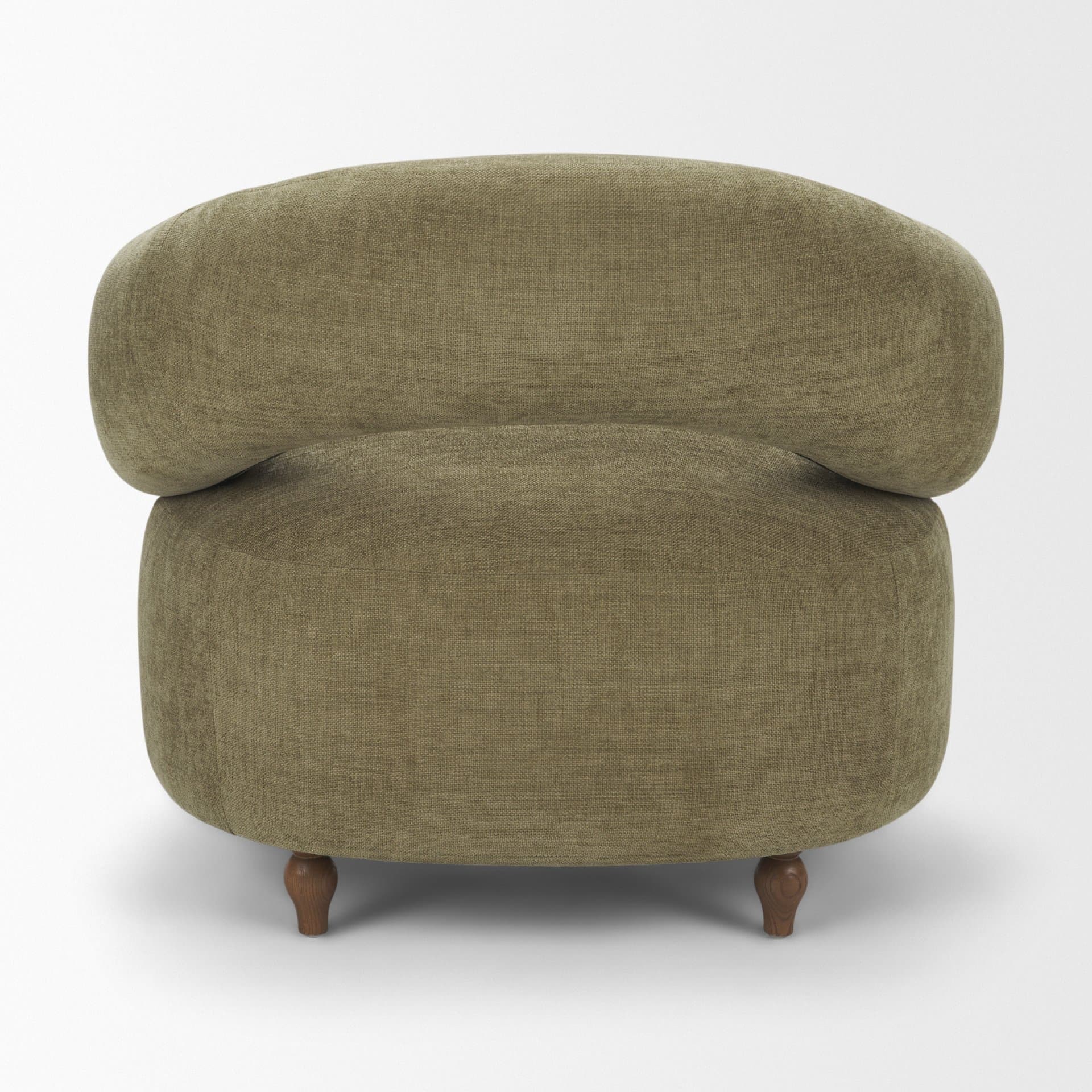 Margaux Olive Fabric Open Back Barrel Accent Chair — product photograph