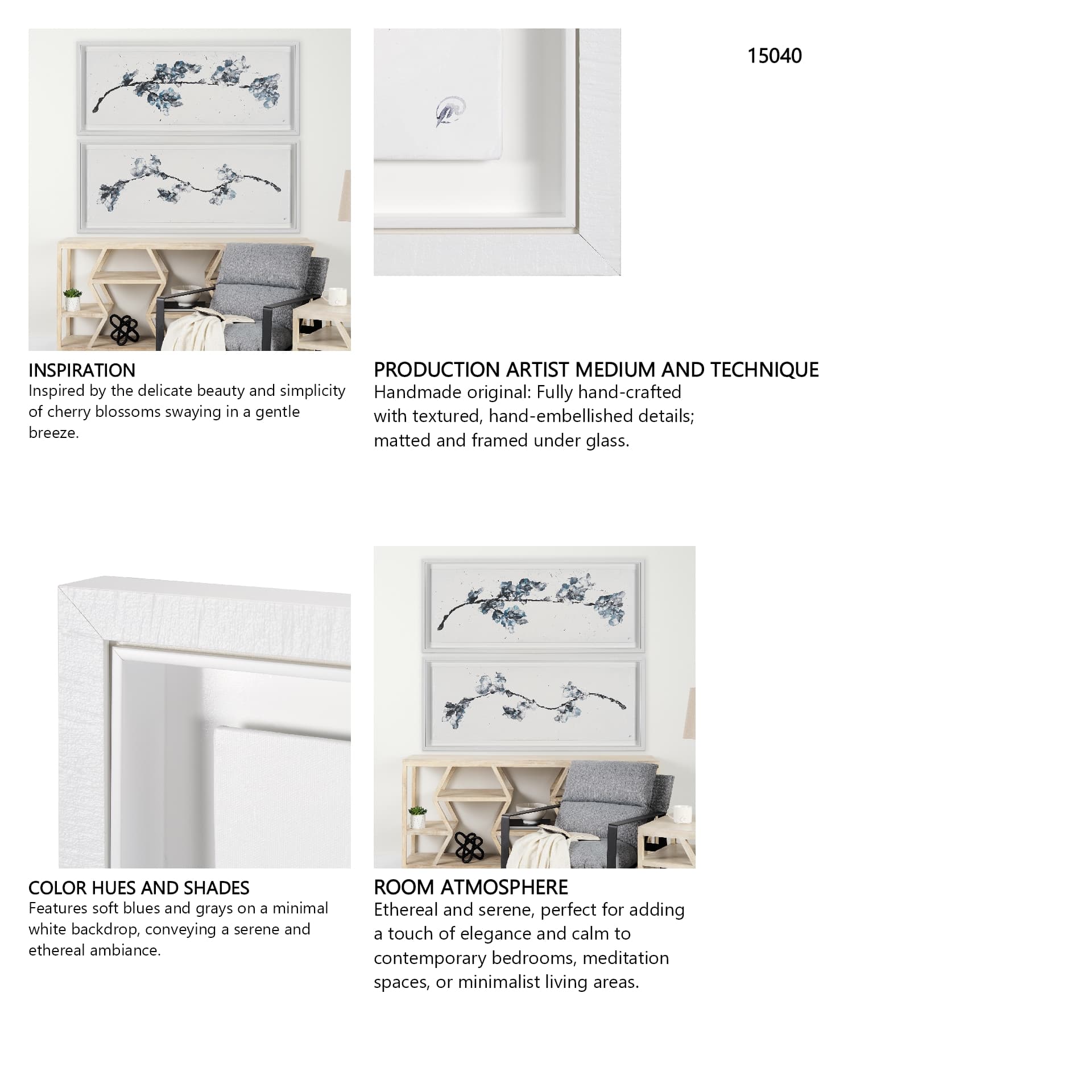 Pear Blossom I by Studio M a Framed handmade Original Artwork — in a styled room