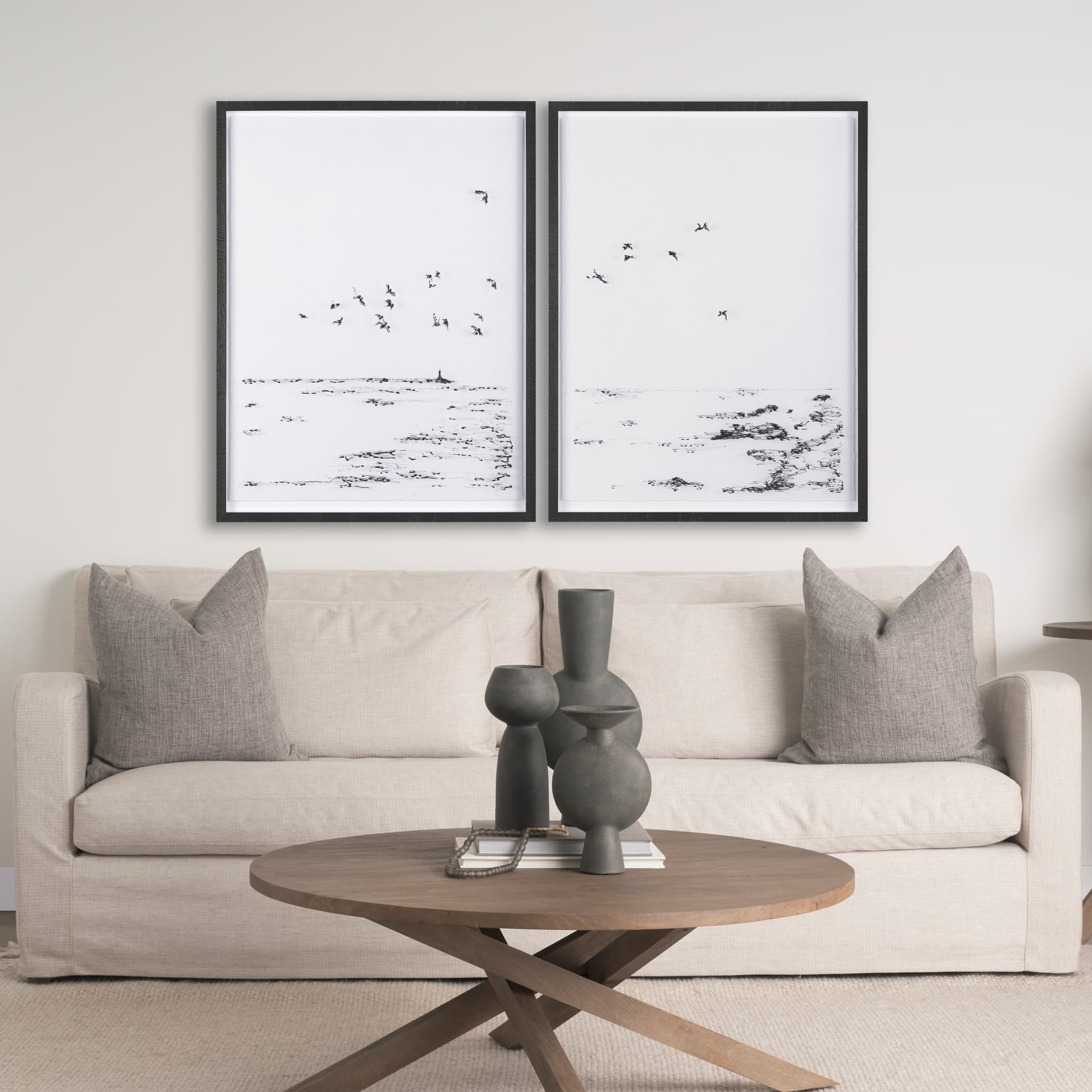 Arriving II by Mercana Studio a Hand Embellished Textured Framed Art Print Matted under Glass — in a styled room