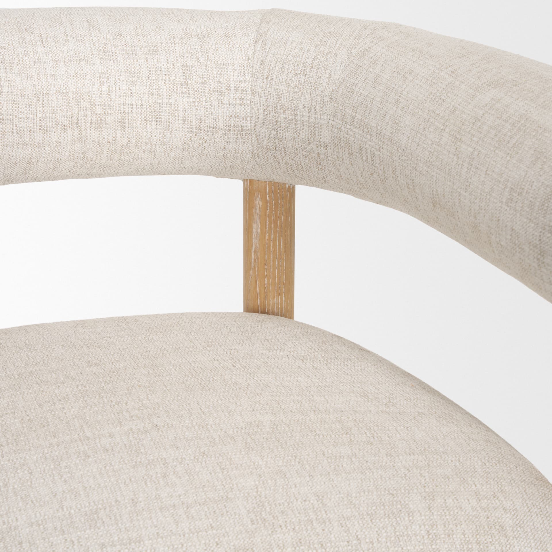 Gianna Open Back Light Brown Wood w/ Oatmeal Fabric Accent Chair — product photograph