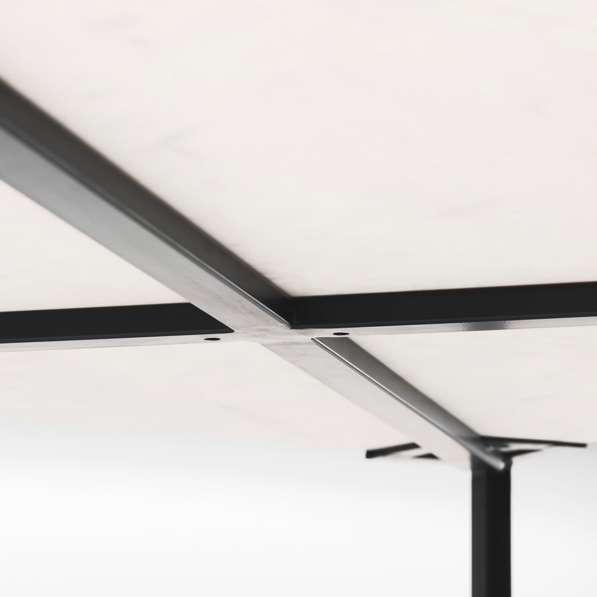 Lucas 30x30 White Marble Top Black Metal Base Coffee Table — product photograph
