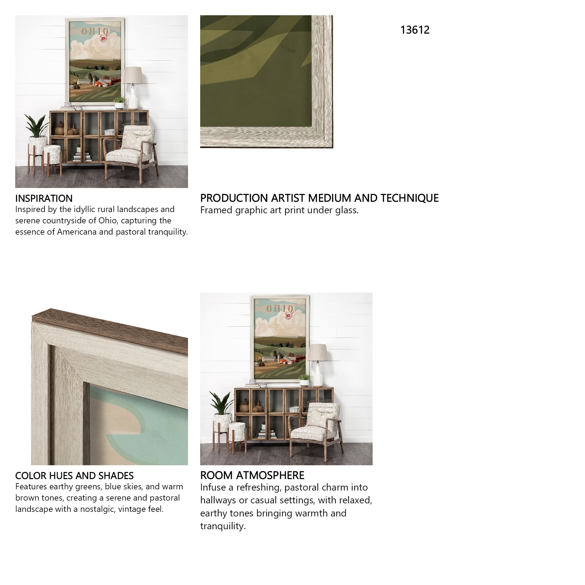 Ohio Go USA (XL) by Mercana Studio a Hand Embellished Decograph Framed Art Print under Glass — in a styled room