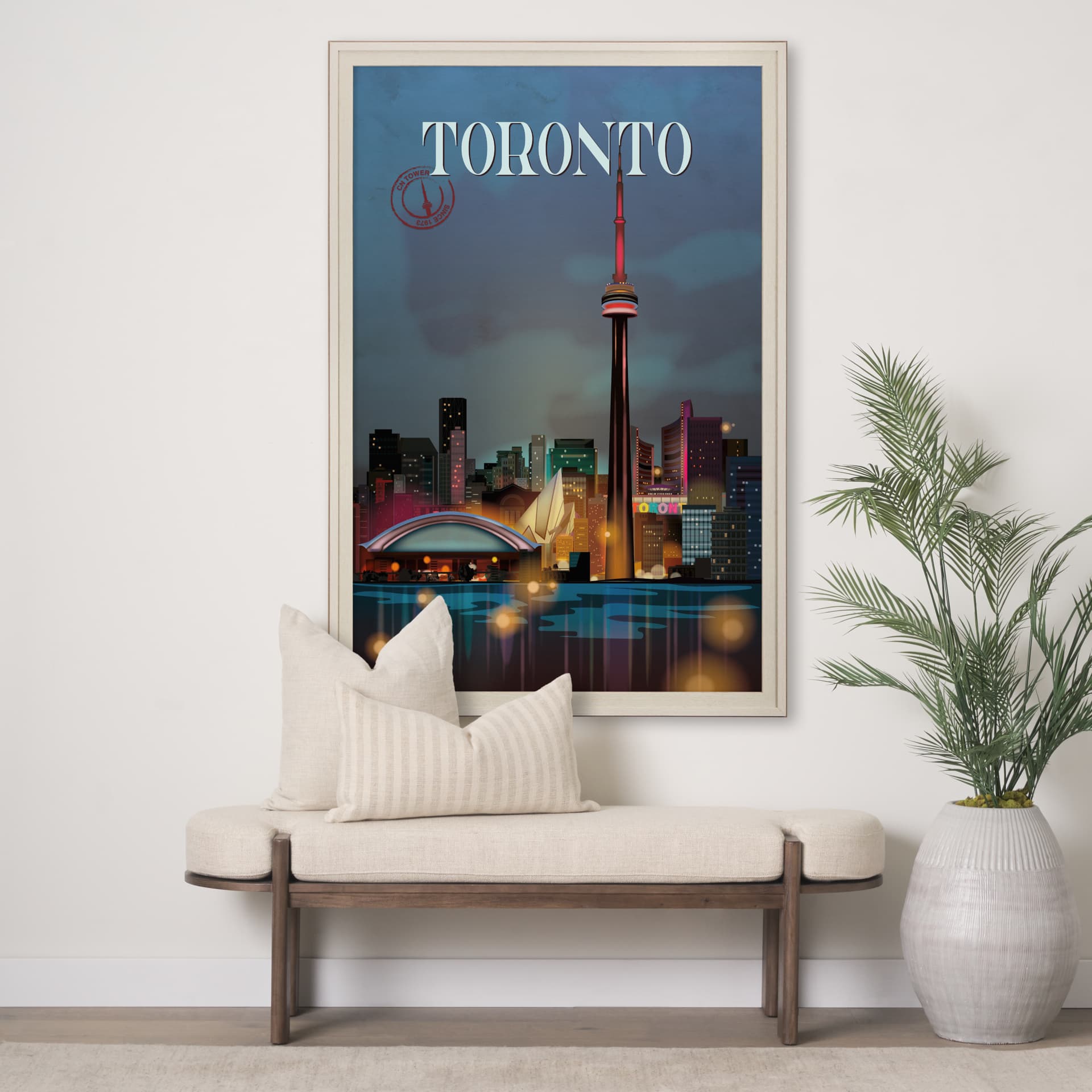 Toronto Go Canada (XL) by Mercana Studio a Hand Embellished Decograph Framed Art Print under Glass — in a styled room