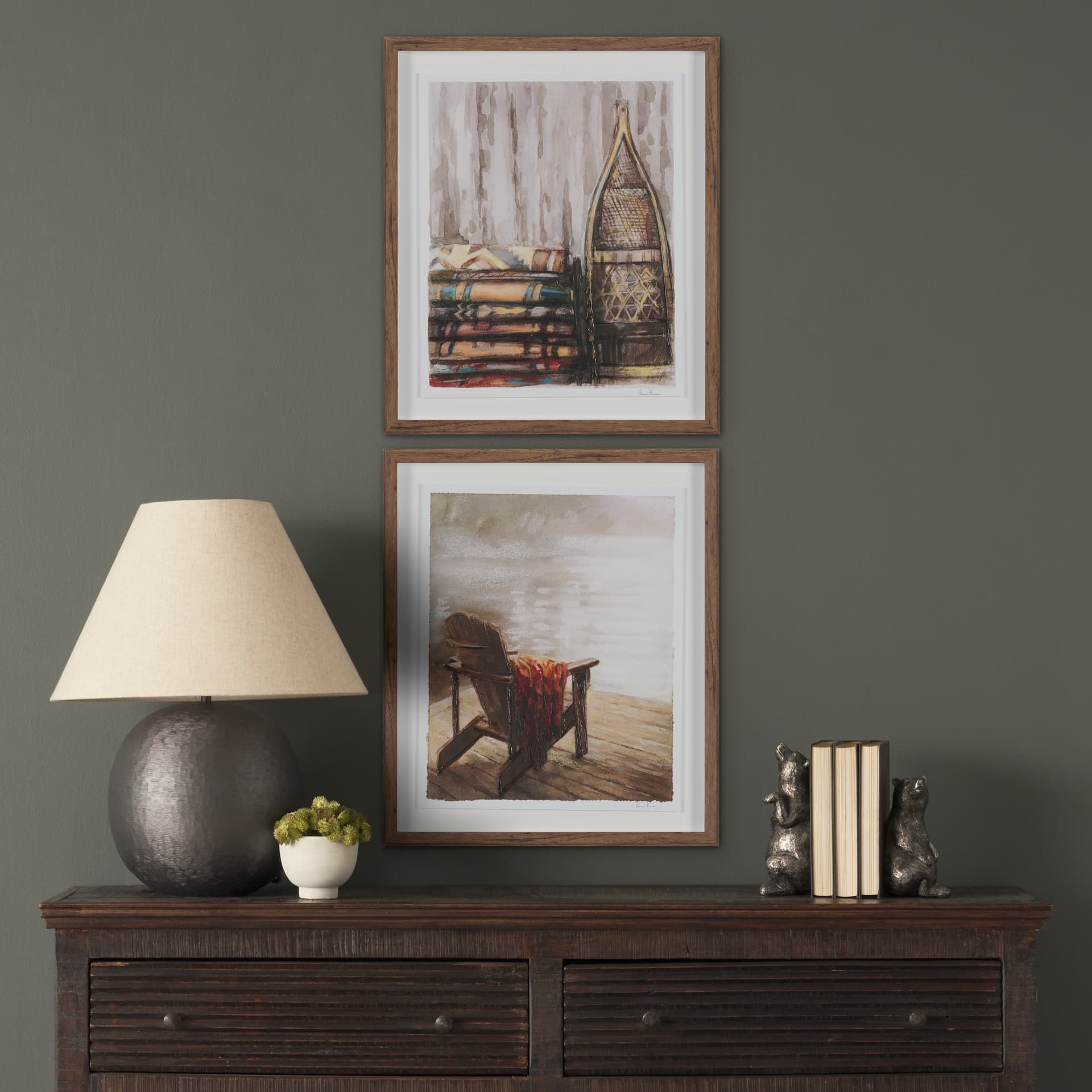 At The Cabin III by Mercana Studio Hand Embelished Framed Artwork Matted under Glass — product photograph