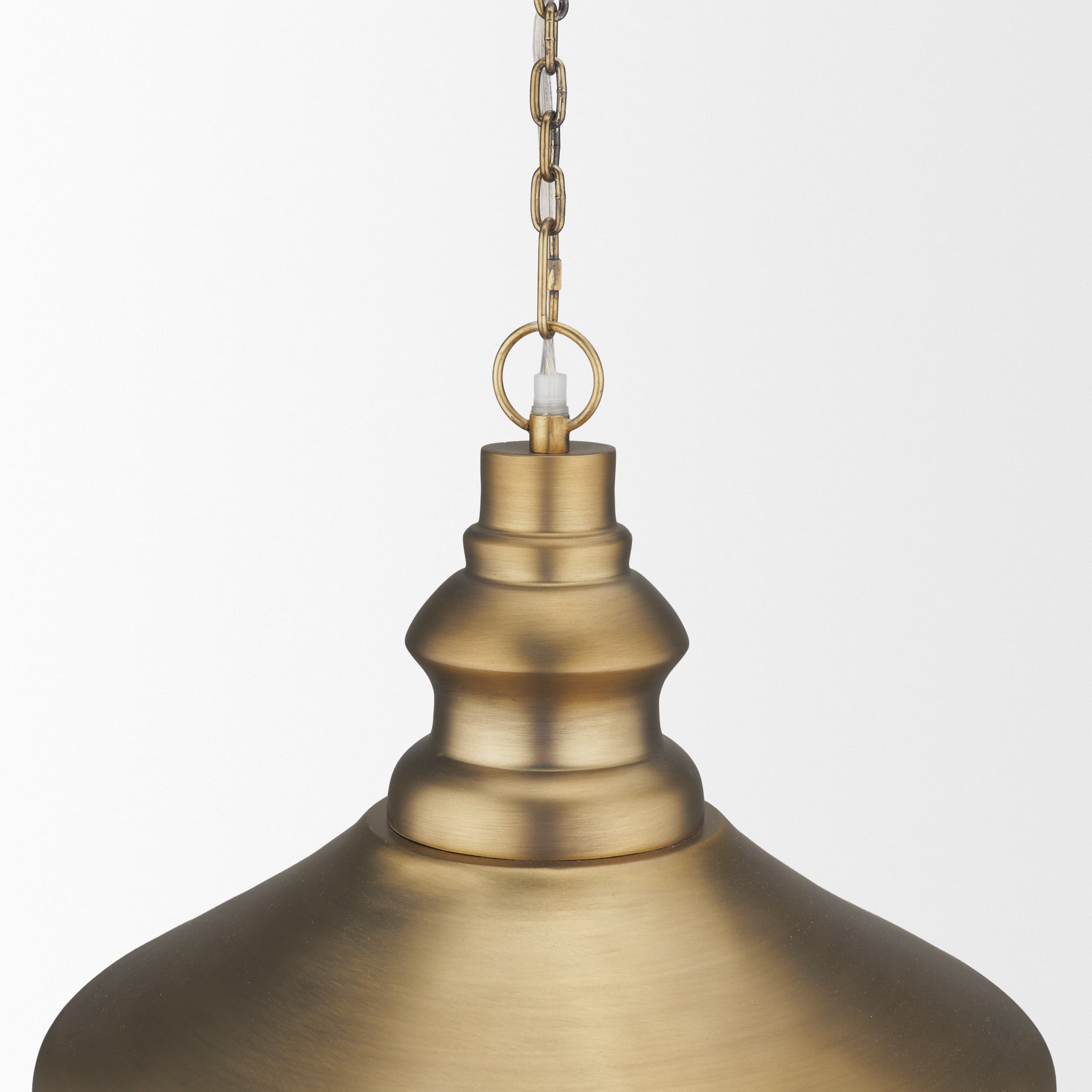 Keller Tall Antiqued Brass Metal 1-Light Pendant — product photograph
